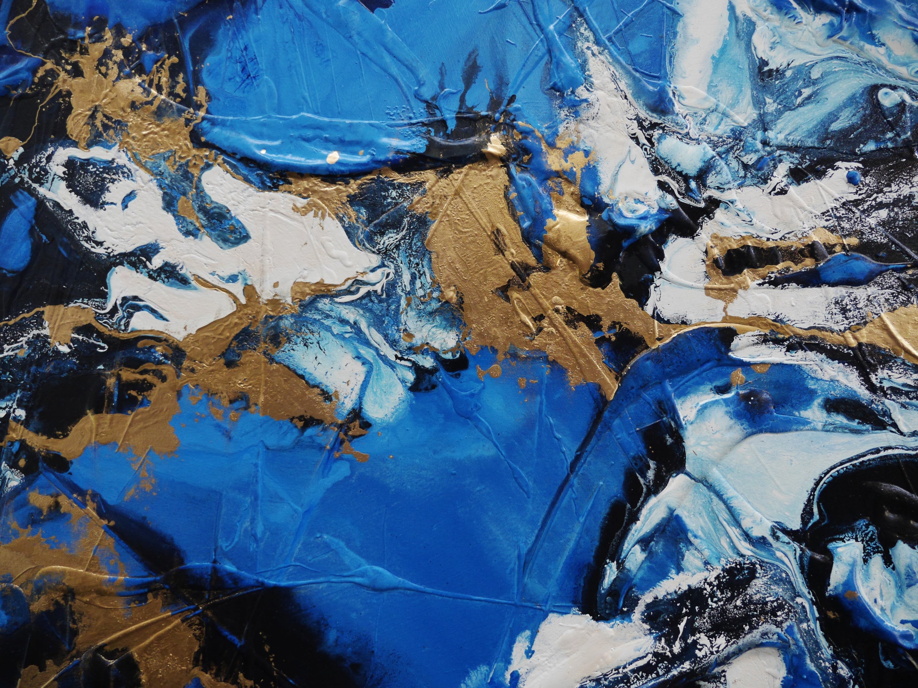 Sapphire Bling 200cm x 120cm Blue Bronze Textured Abstract Painting (SOLD)