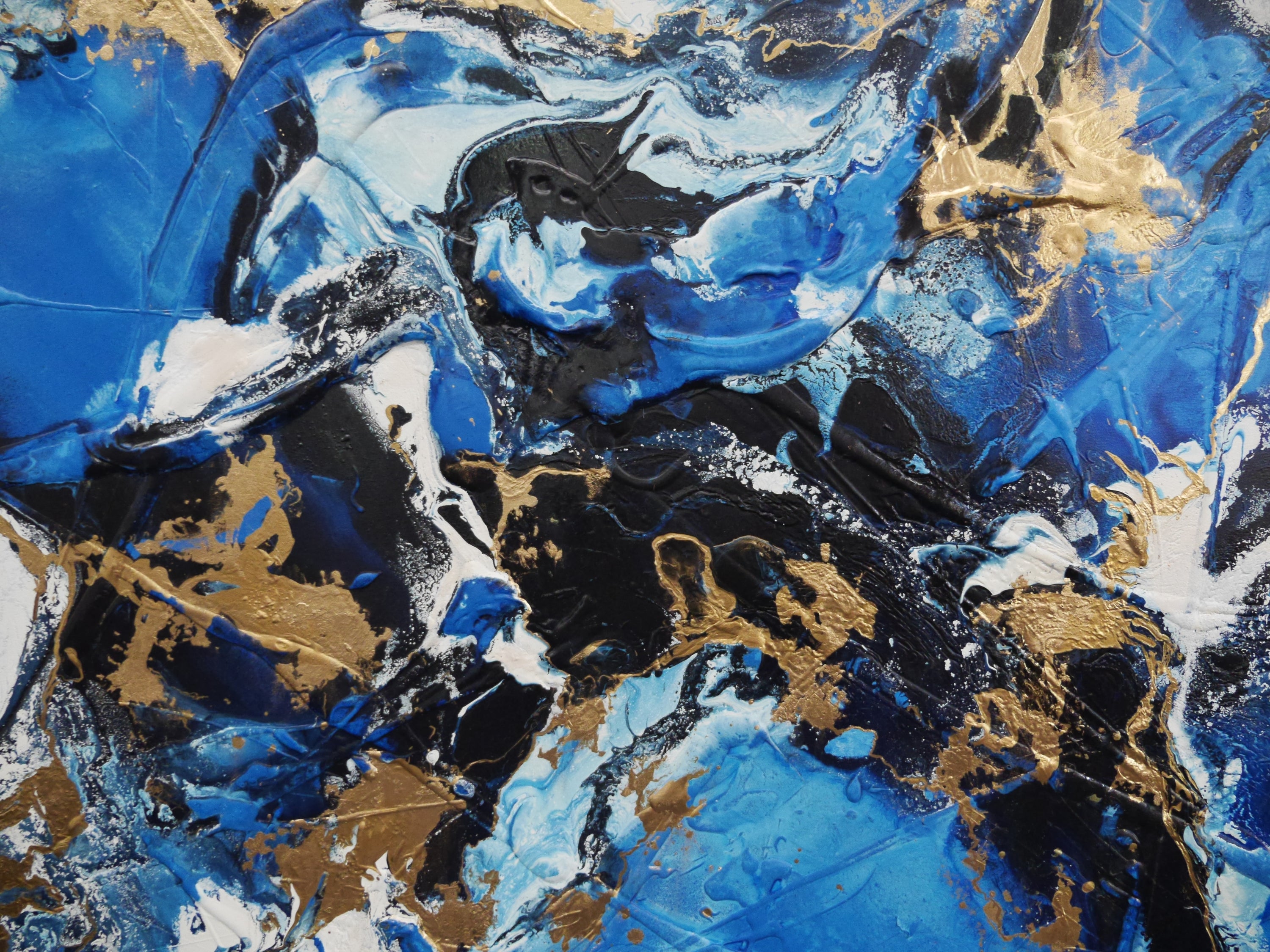 Sapphire Bling 200cm x 120cm Blue Bronze Textured Abstract Painting (SOLD)