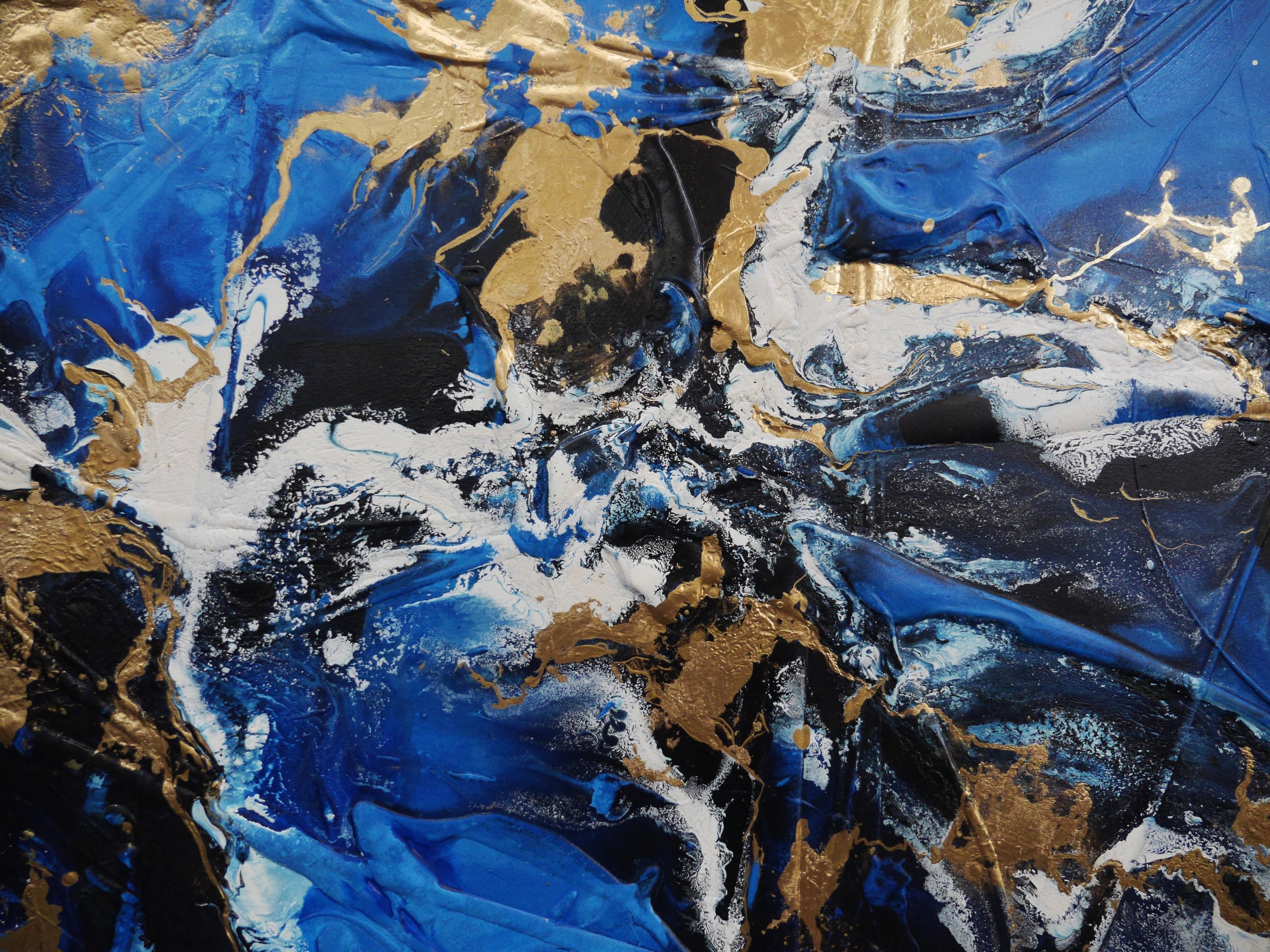 Sapphire Bling 200cm x 120cm Blue Bronze Textured Abstract Painting (SOLD)