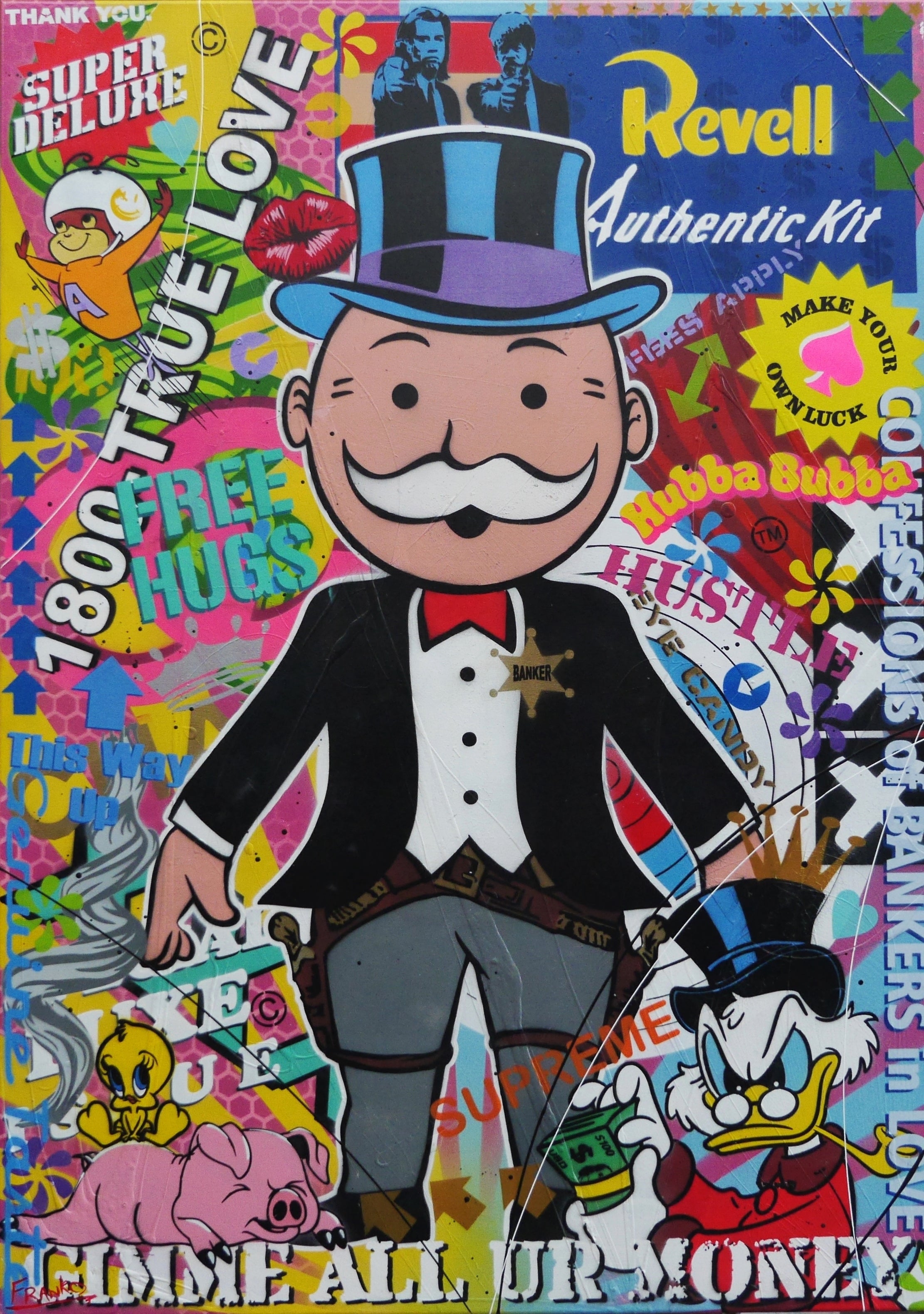 The Banker 140cm x 100cm Monopoly Man Textured Urban Pop Art Painting (SOLD)-Urban Pop Art-[Franko ]-[Gallery]-[popular]-[Australia]-Franklin Art Studio
