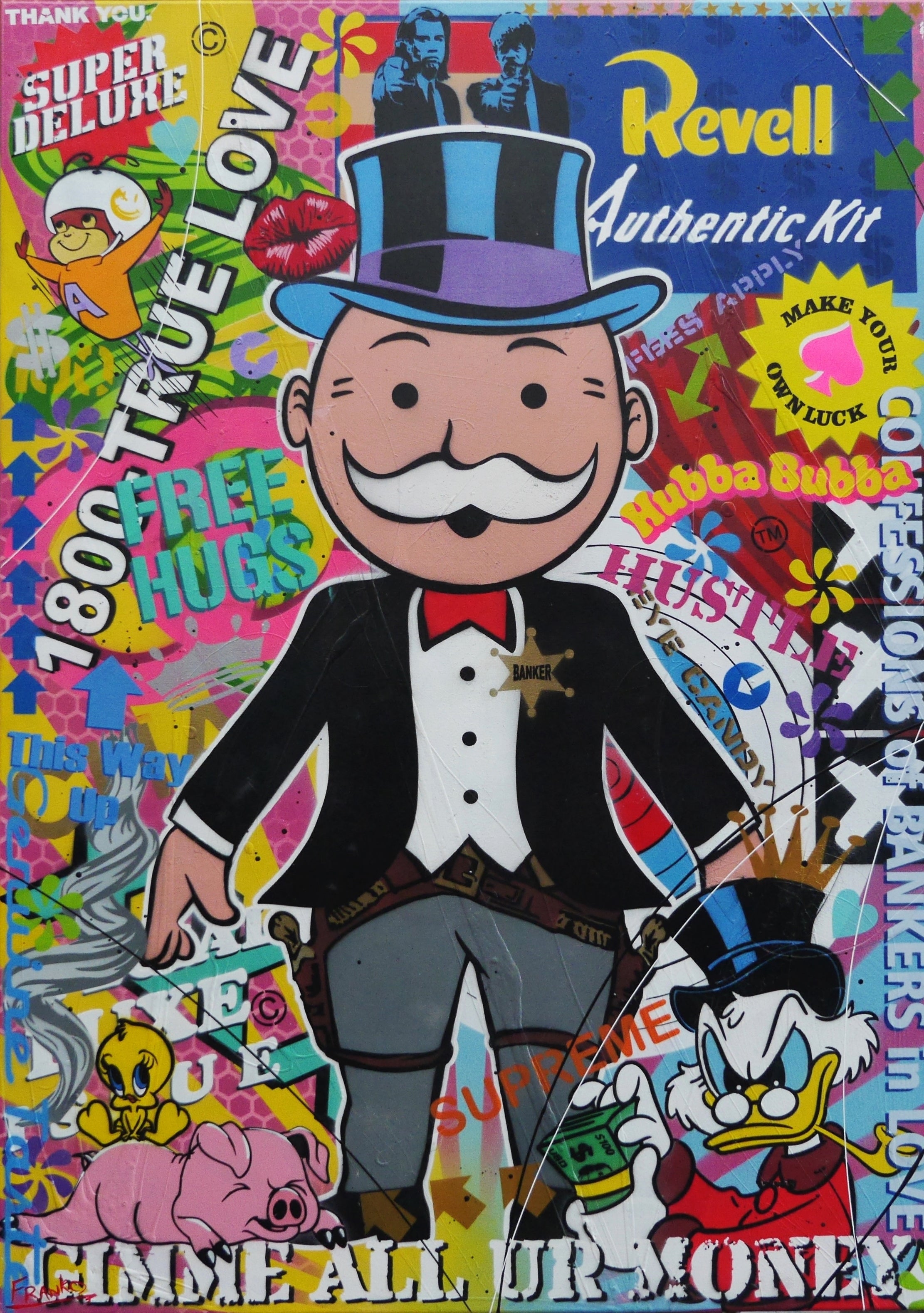 The Banker 140cm x 100cm Monopoly Man Textured Urban Pop Art Painting (SOLD)