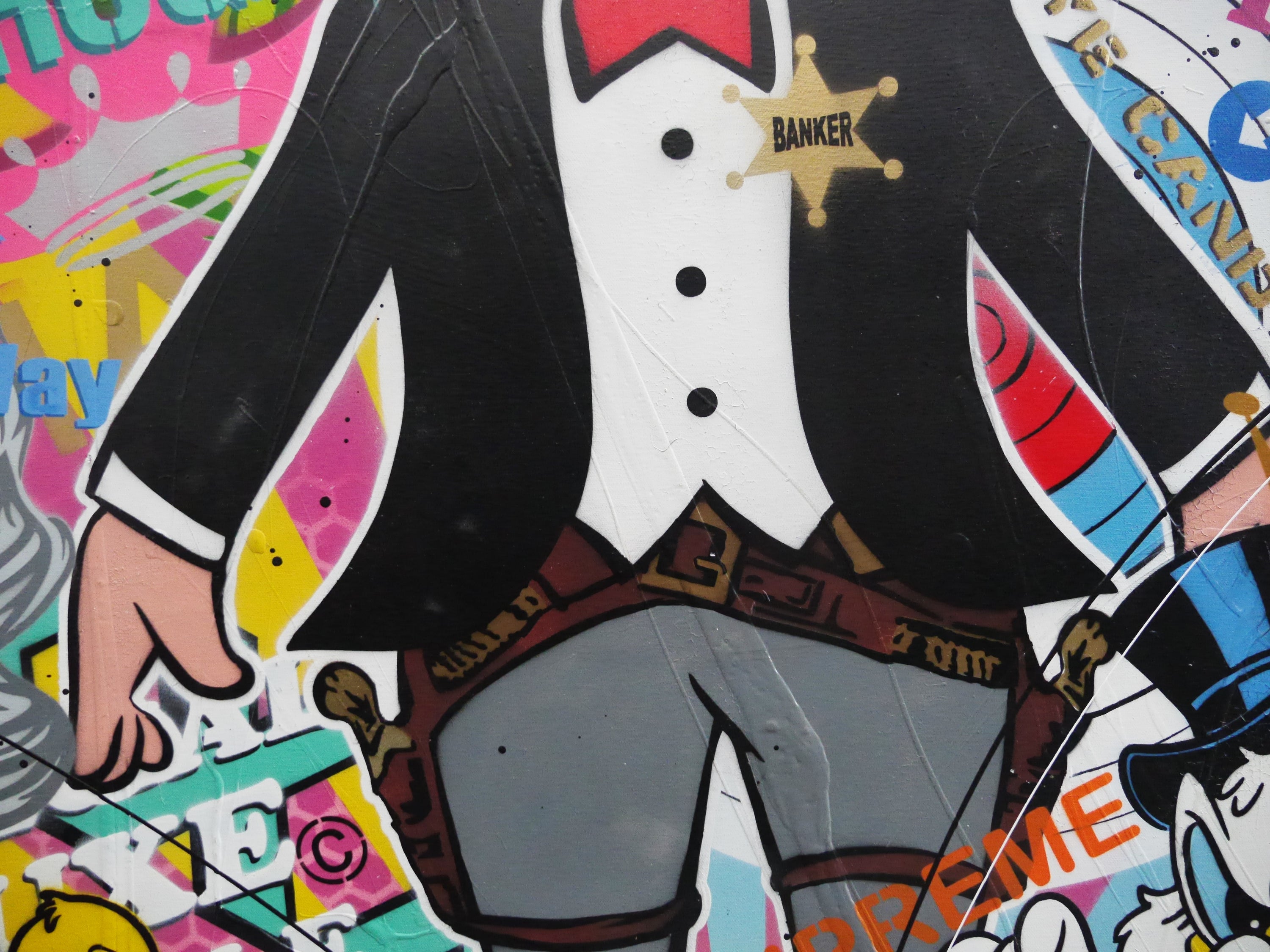 The Banker 140cm x 100cm Monopoly Man Textured Urban Pop Art Painting (SOLD)