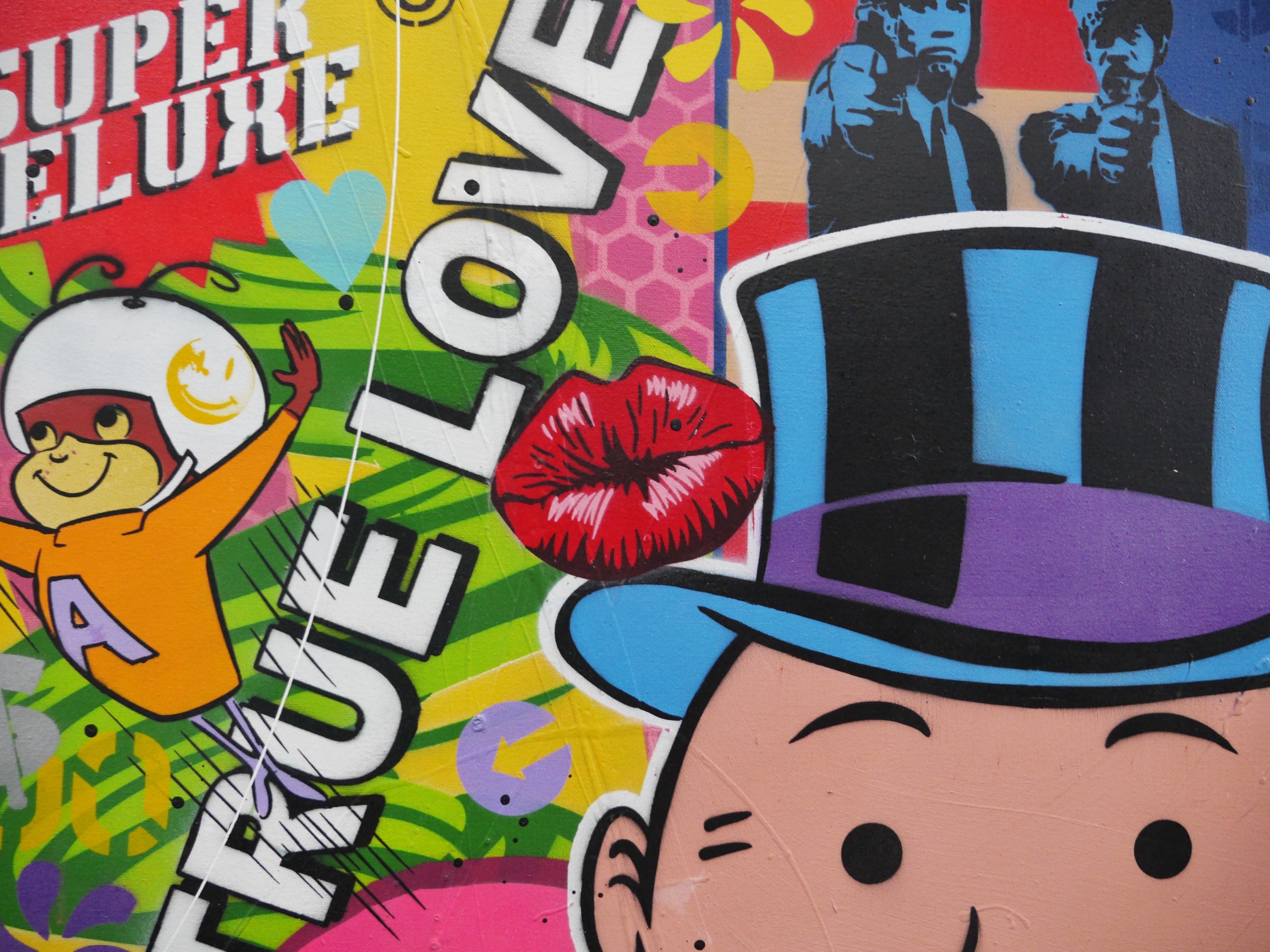 The Banker 140cm x 100cm Monopoly Man Textured Urban Pop Art Painting (SOLD)