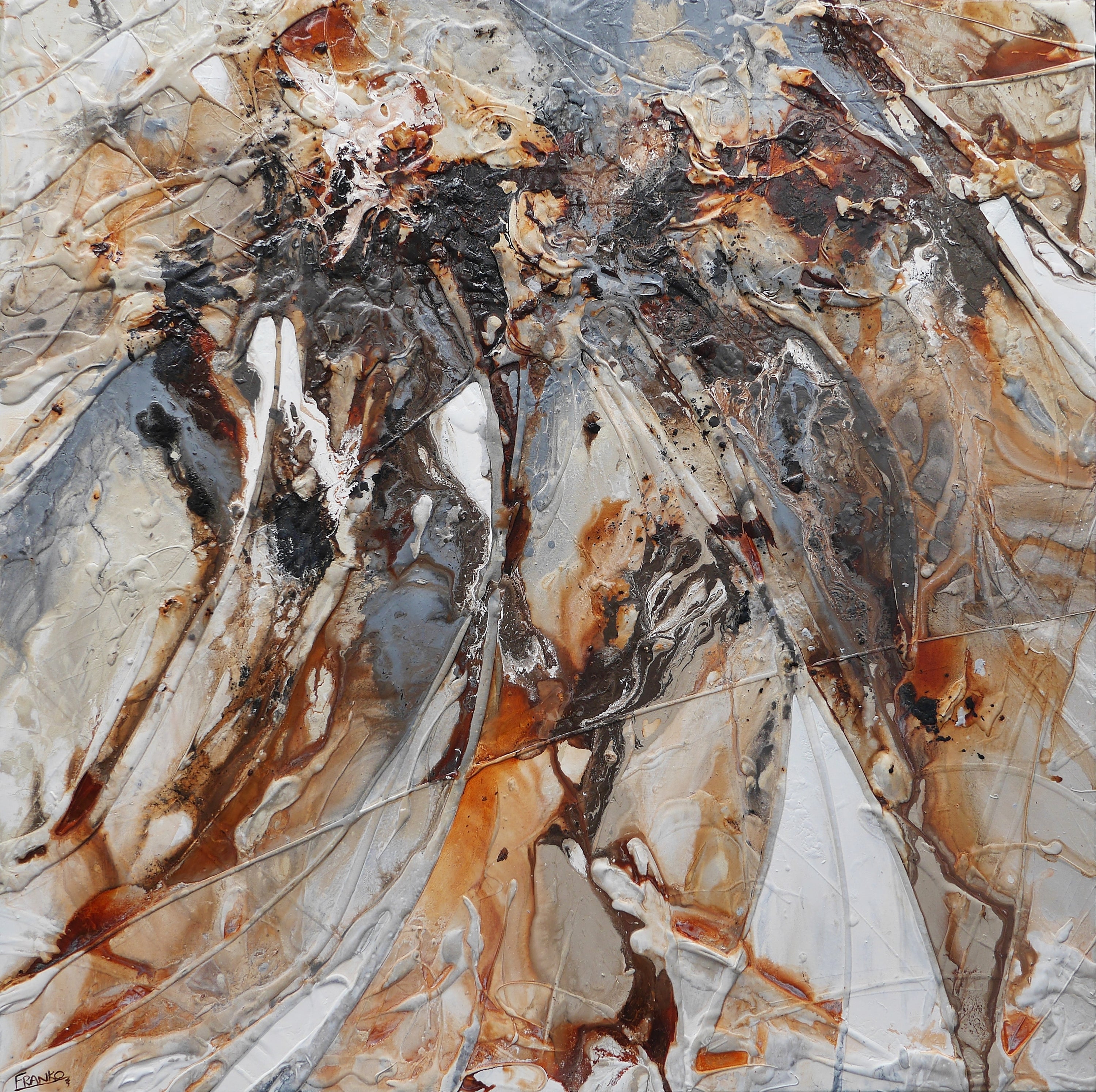 Nara Rust 150cm x 150cm White Oxide Textured Abstract Painting (SOLD)