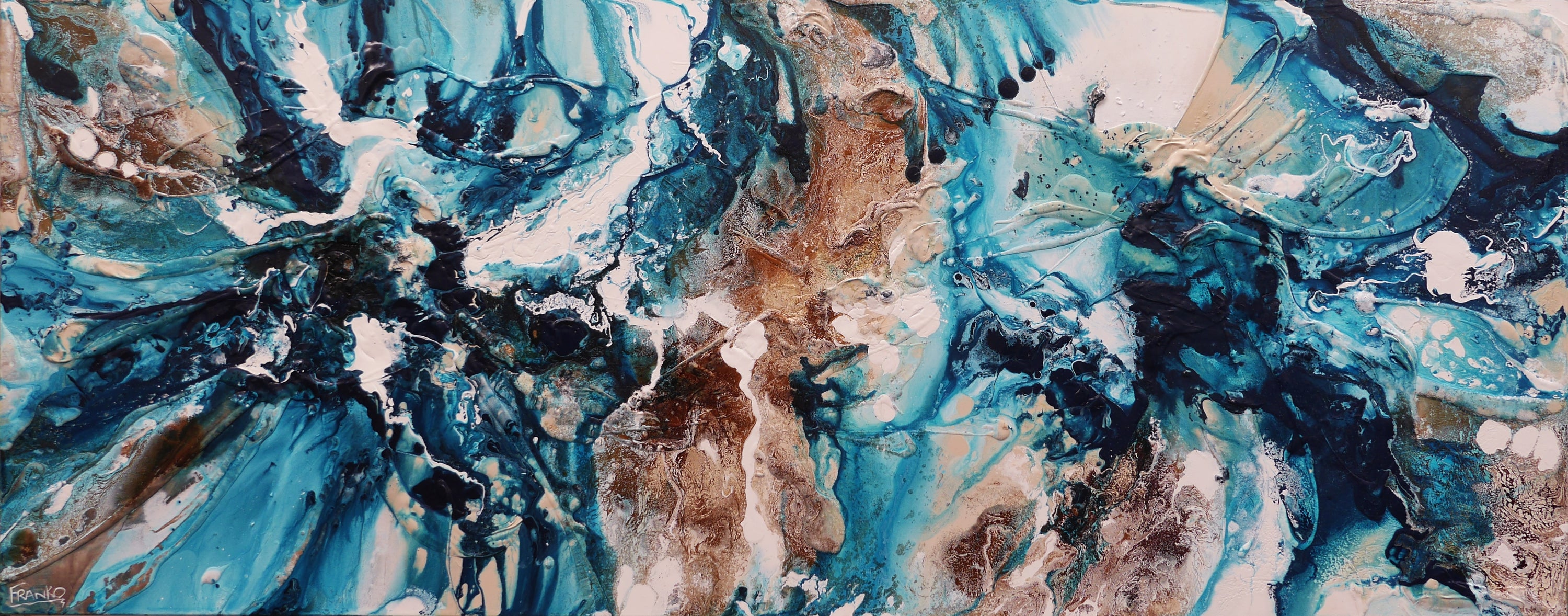 Southern Jam 200cm x 80cm Teal Rust White Textured Abstract Painting (SOLD)-Abstract-[Franko ]-[Gallery]-[popular]-[Australia]-Franklin Art Studio