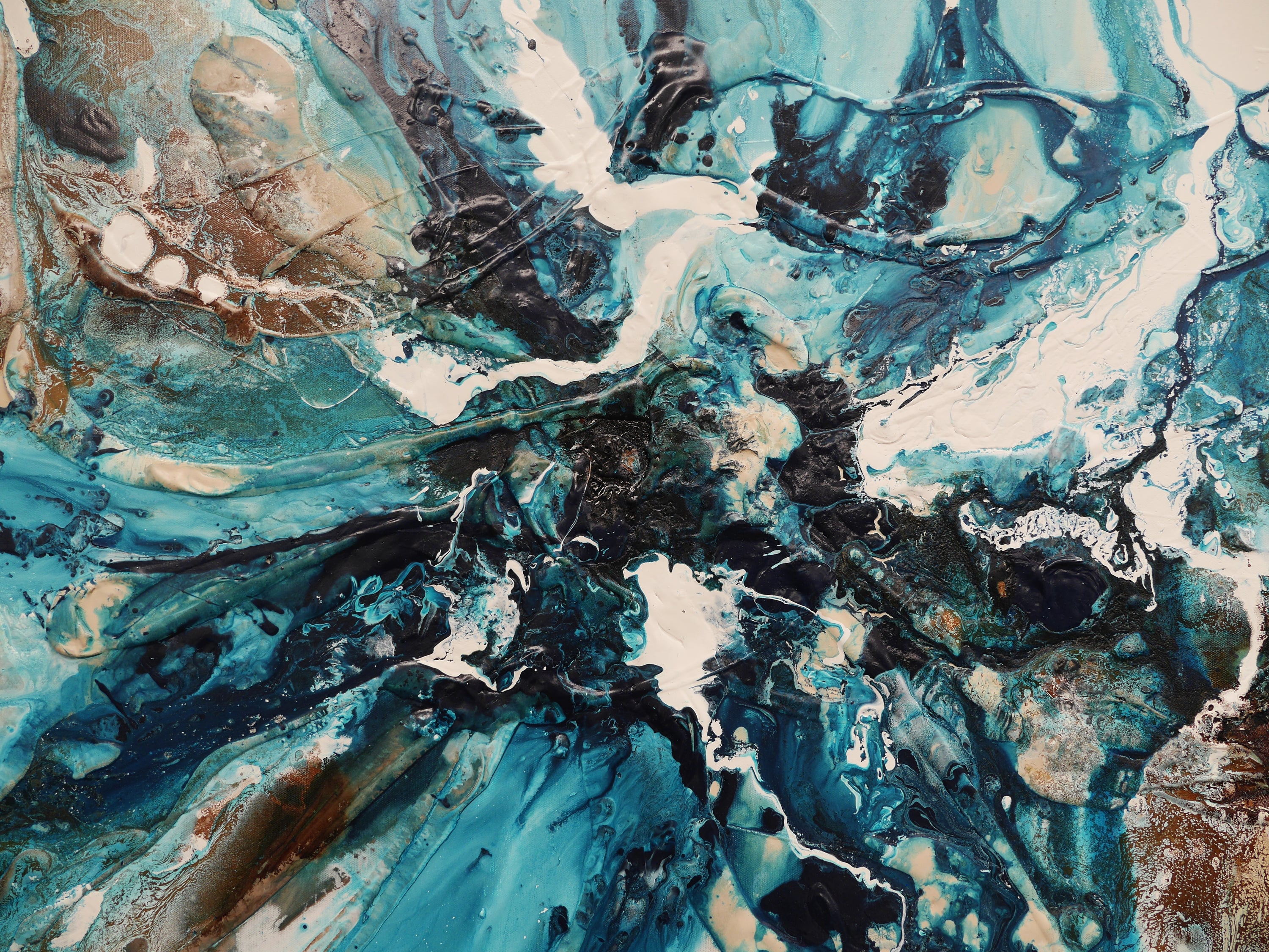 Southern Jam 200cm x 80cm Teal Rust White Textured Abstract Painting (SOLD)