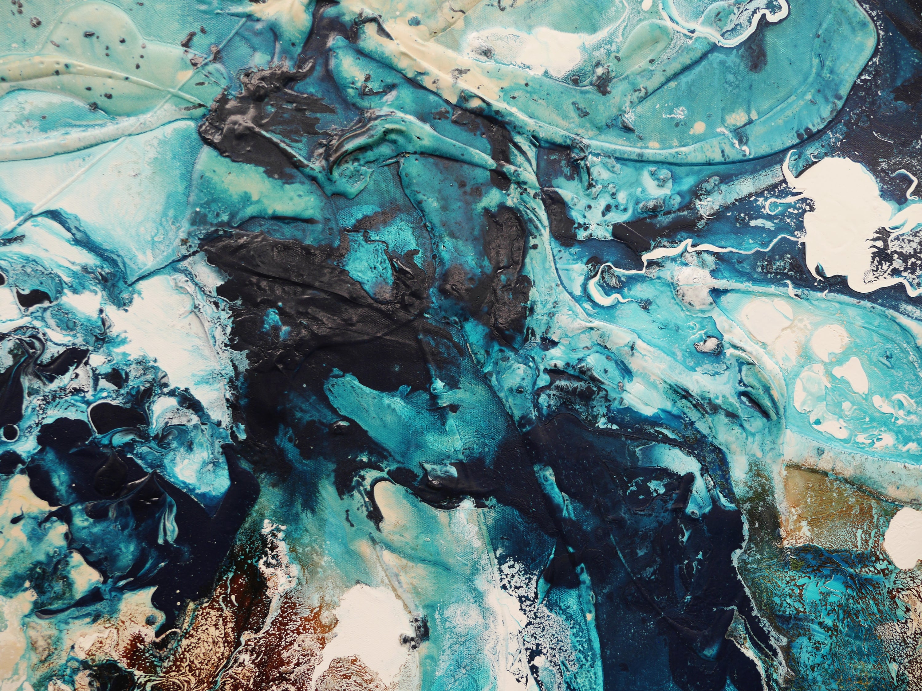 Southern Jam 200cm x 80cm Teal Rust White Textured Abstract Painting (SOLD)