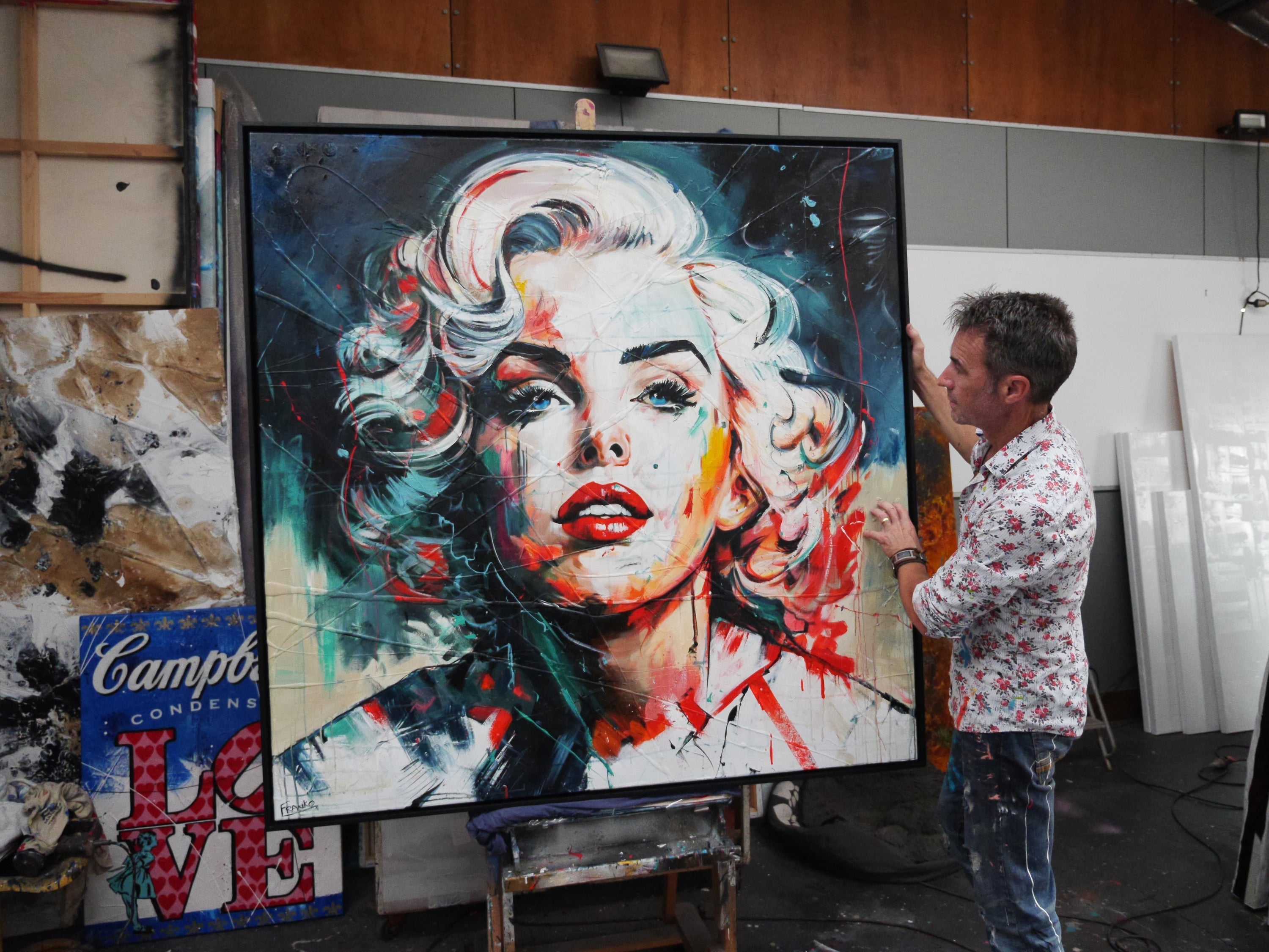 Platinum 150cm x 150cm FRAMED Marilyn Monroe Abstract Realism Textured Painting (SOLD)