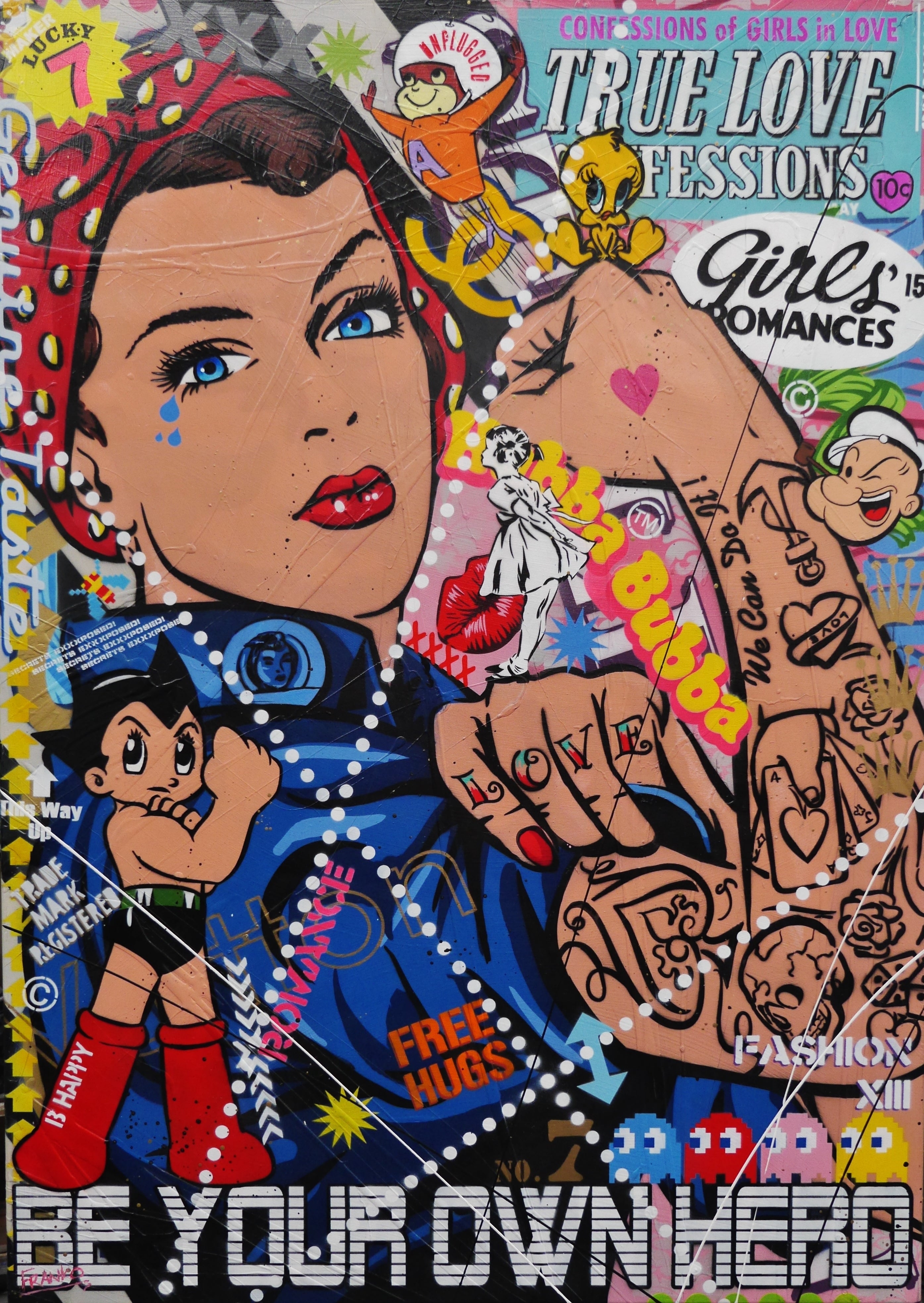 Be your own Rosie 140cm x 100cm Rosie The Riveter Textured Urban Pop Art Painting (SOLD)