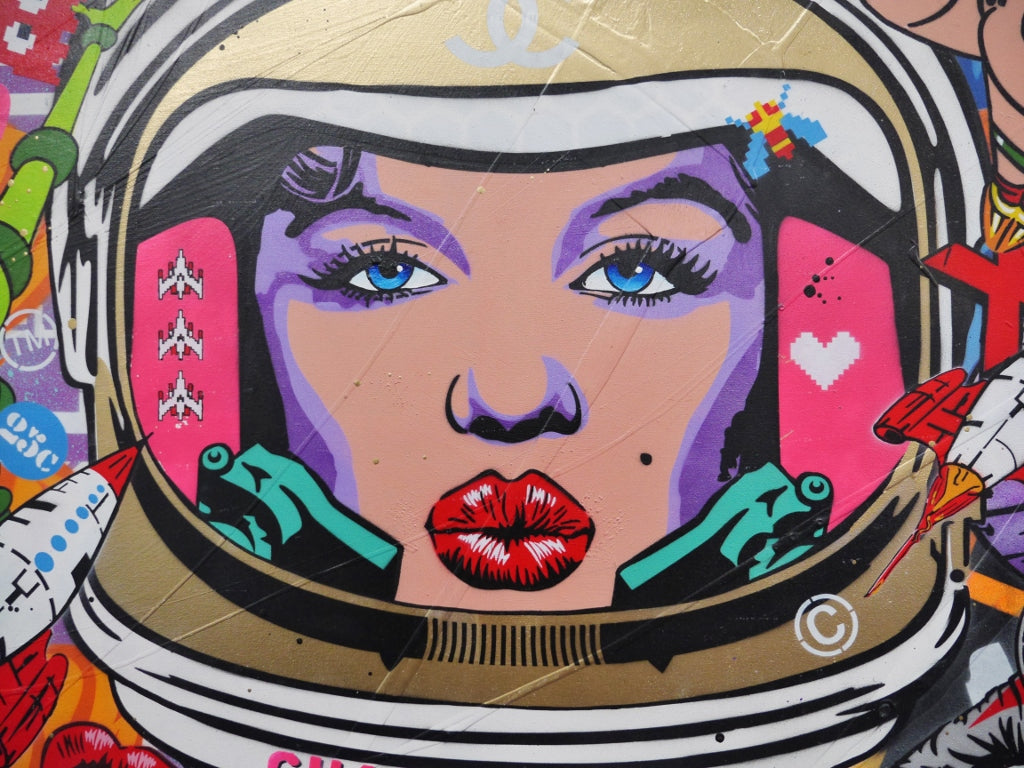 Space Cadet Monroe 140cm x 100cm Textured Urban Pop Art Painting