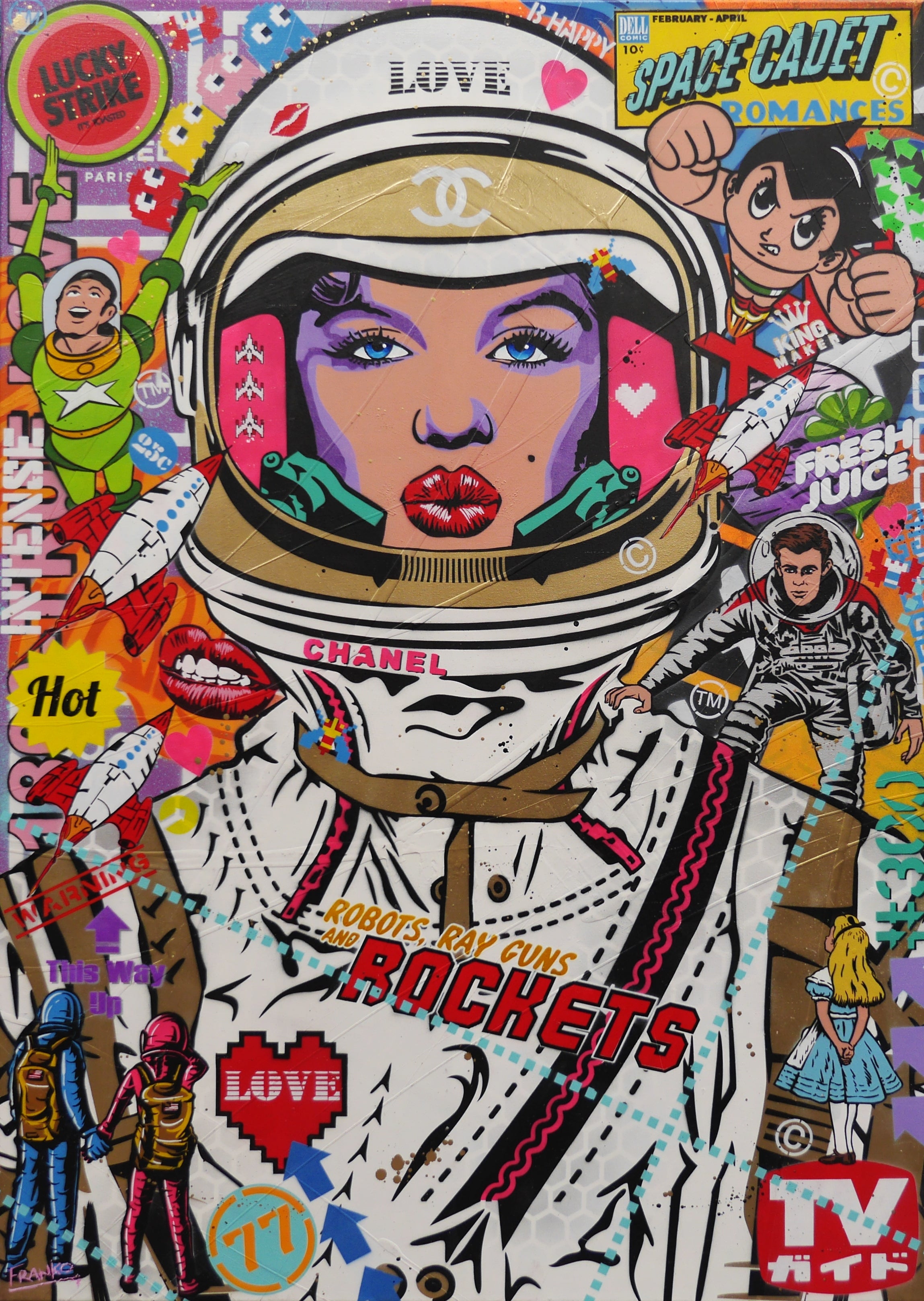 Space Cadet Monroe 140cm x 100cm Textured Urban Pop Art Painting