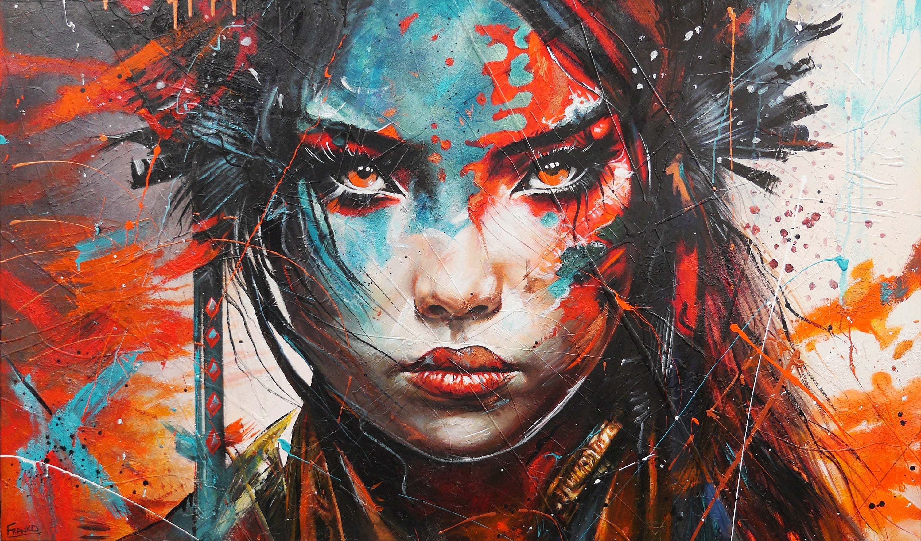 Hikaru 200cm x 120cm "Brave and Beautiful" Abstract Realism Framed Textured Painting