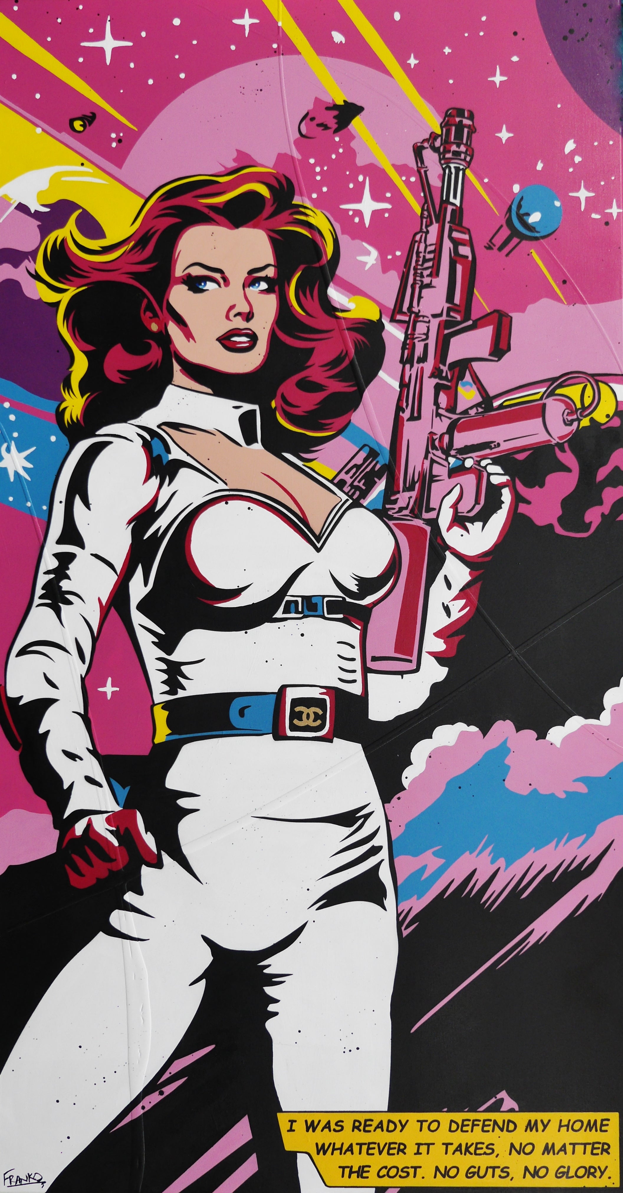 I Was Ready 190cm x 100cm Textured Space Ranger Classic Pop Art Painting (SOLD)-Urban Pop Art-[Franko ]-[Gallery]-[popular]-[Australia]-Franklin Art Studio