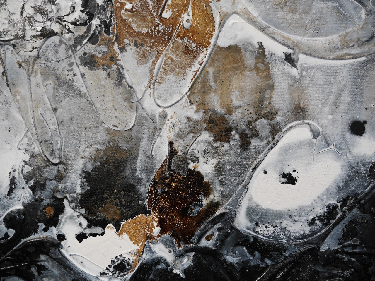 Charcoal and Ice 200cm x 80cm Textured Abstract Painting (SOLD)