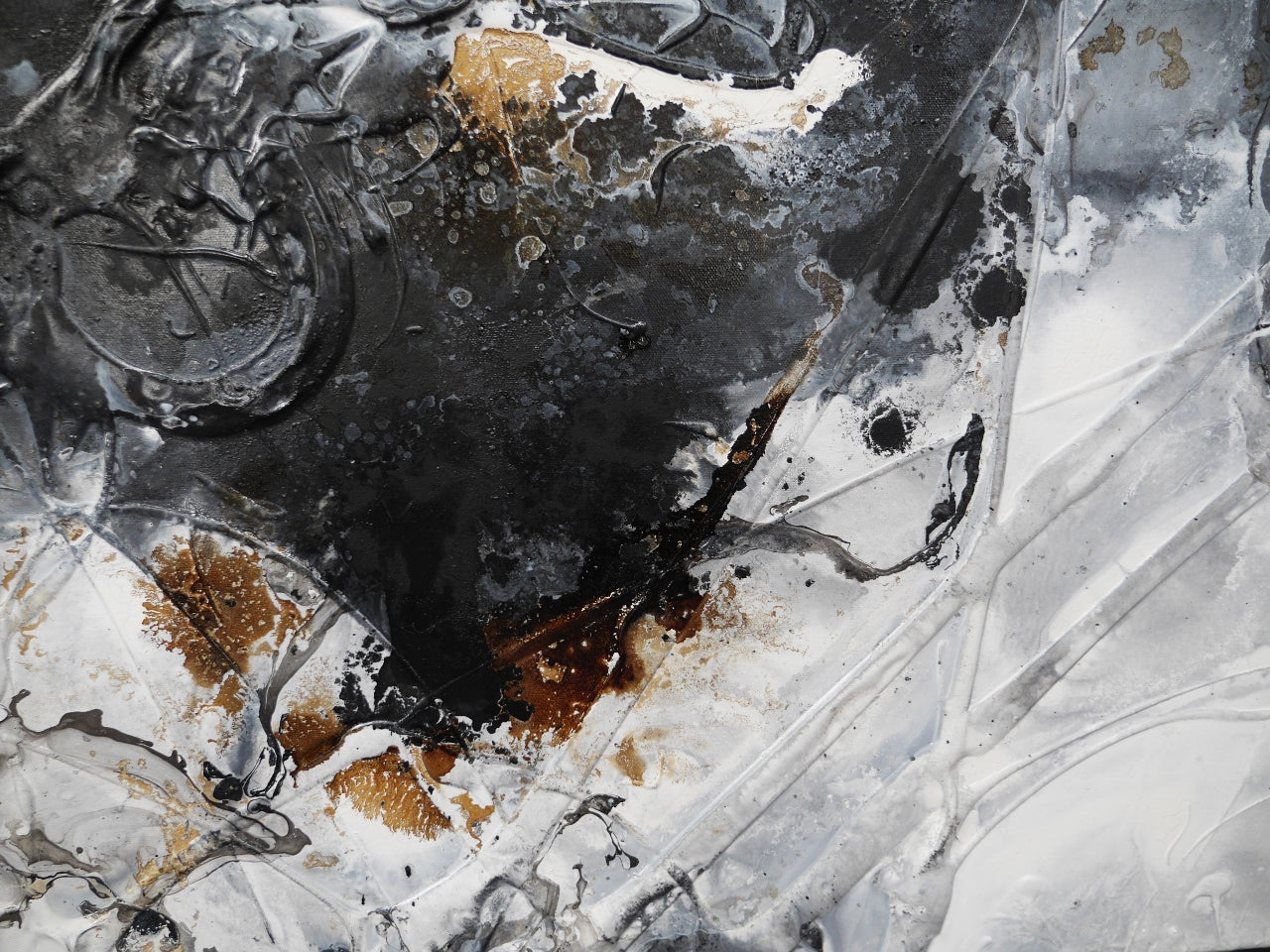 Charcoal and Ice 200cm x 80cm Textured Abstract Painting (SOLD)
