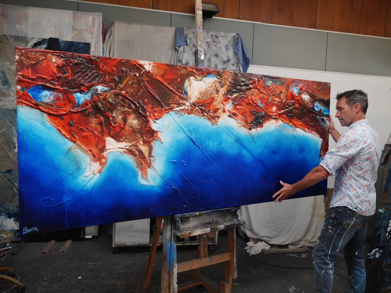 Sunburnt Coast 240cm x 100cm Textured Abstract Painting (SOLD)