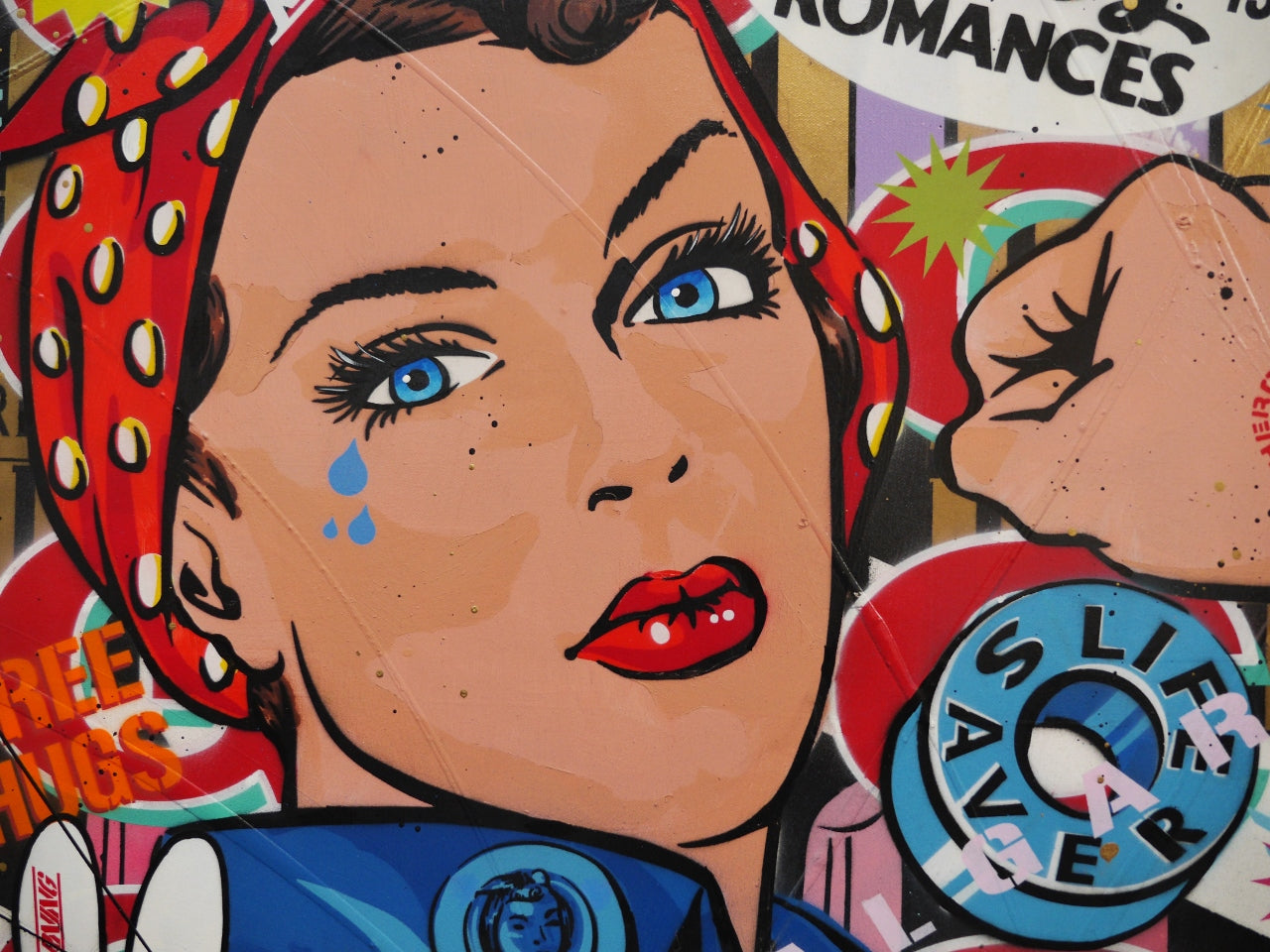 Rosie Rapture 190cm x 100cm Rosie the Riveter Textured Urban Pop Art Painting (SOLD)