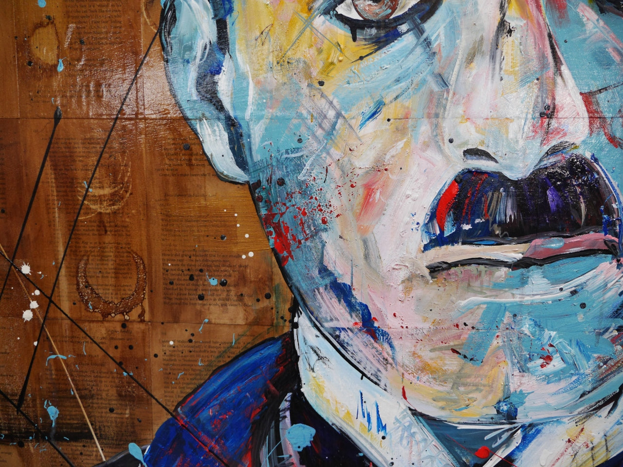 Blue Charlie 140cm x 100cm Charlie Chaplin Abstract Realism Book Club Painting (SOLD)