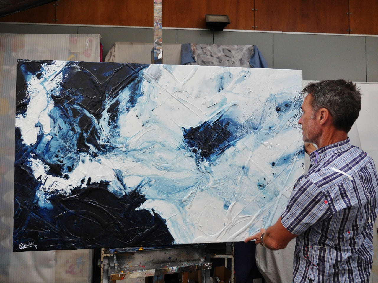 Midnight Sugar 160cm x 100cm Textured Abstract Painting (SOLD)-Abstract-[Franko Artist]-[Gold Coast]-[Brisbane]-[Huge]-Franklin Art Studio