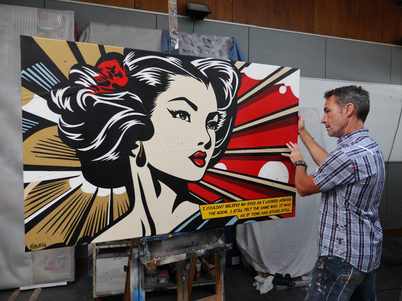 Time Stood Still 160cm x 100cm Geisha Textured Classic Pop Art Painting-Urban Pop Art-[Franko Artist]-[Gold Coast]-[Brisbane]-[Huge]-Franklin Art Studio