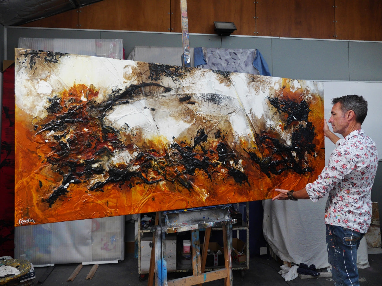Craving Sienna 240cm x 100cm Textured Abstract Painting (SOLD)-Abstract-[Franko Artist]-[Gold Coast]-[Brisbane]-[Huge]-Franklin Art Studio