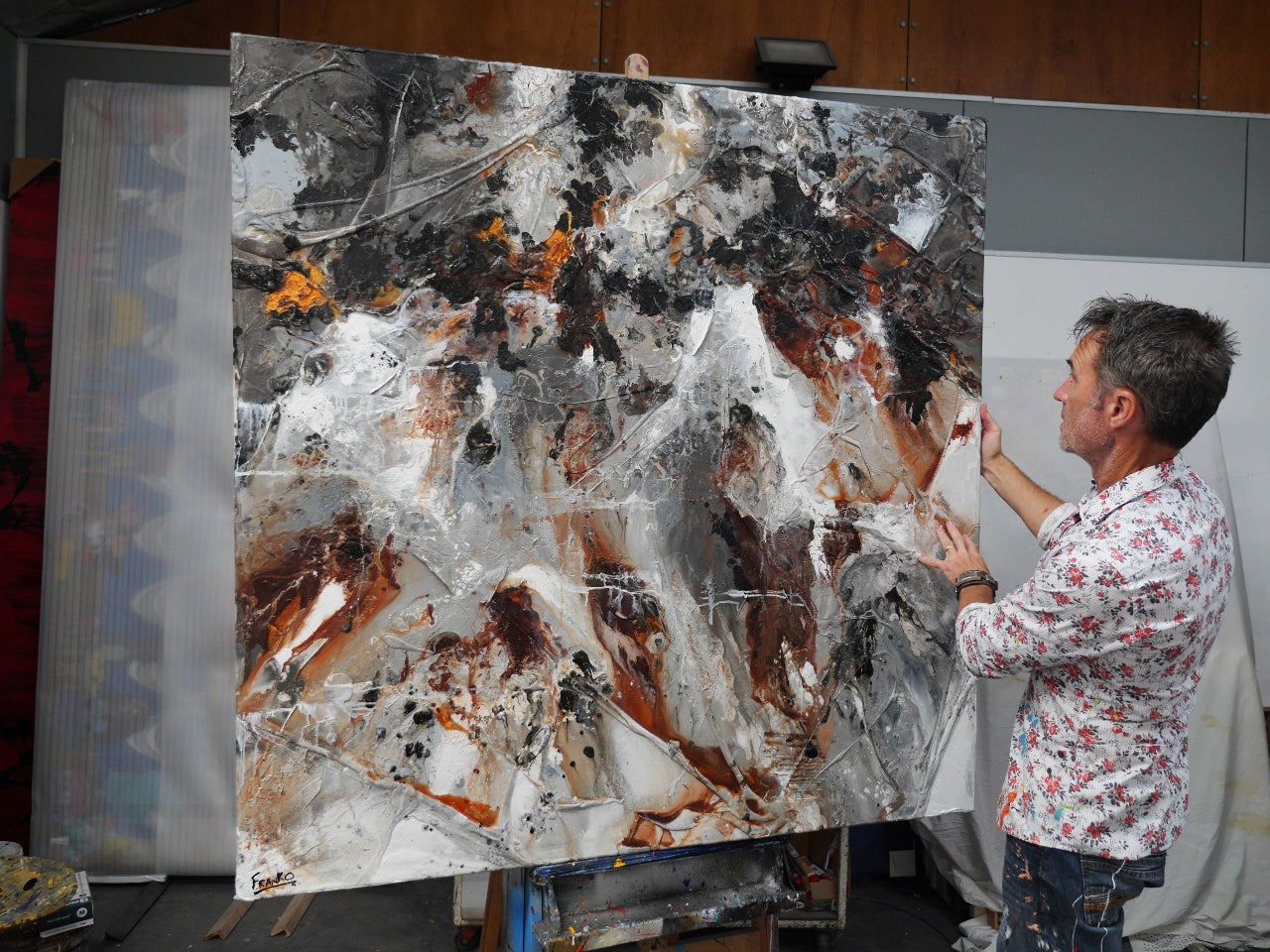 Nara Oxide 150cm x 150cm Rustic Textured Abstract Painting-Abstract-[Franko]-[Australian]-[Popular]-[Best Selling]-Franklin Art Studio