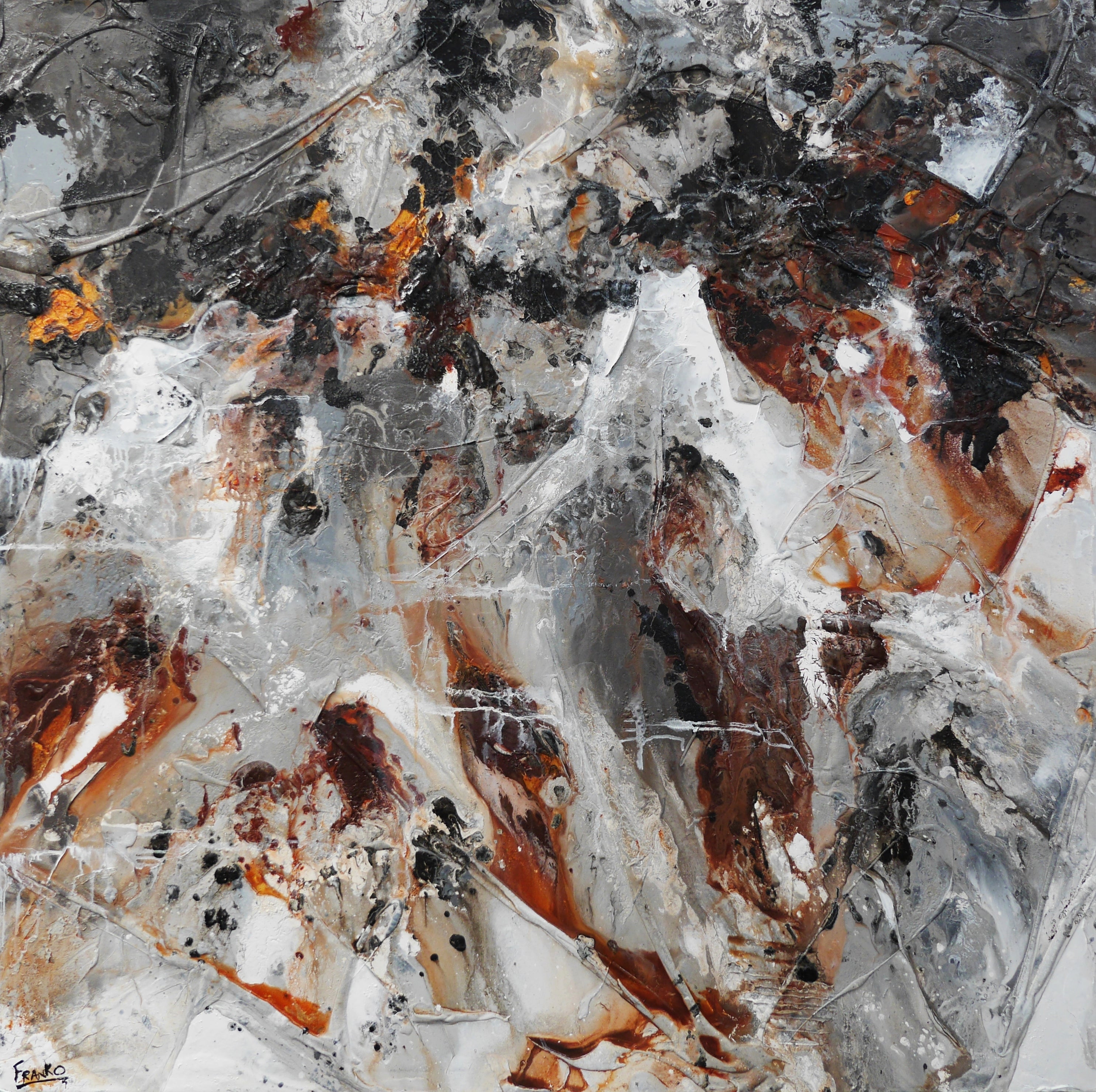 Nara Oxide 150cm x 150cm Rustic Textured Abstract Painting-Abstract-[Franko]-[Australian Artist]-[Large]-[Popular]-Franklin Art Studio