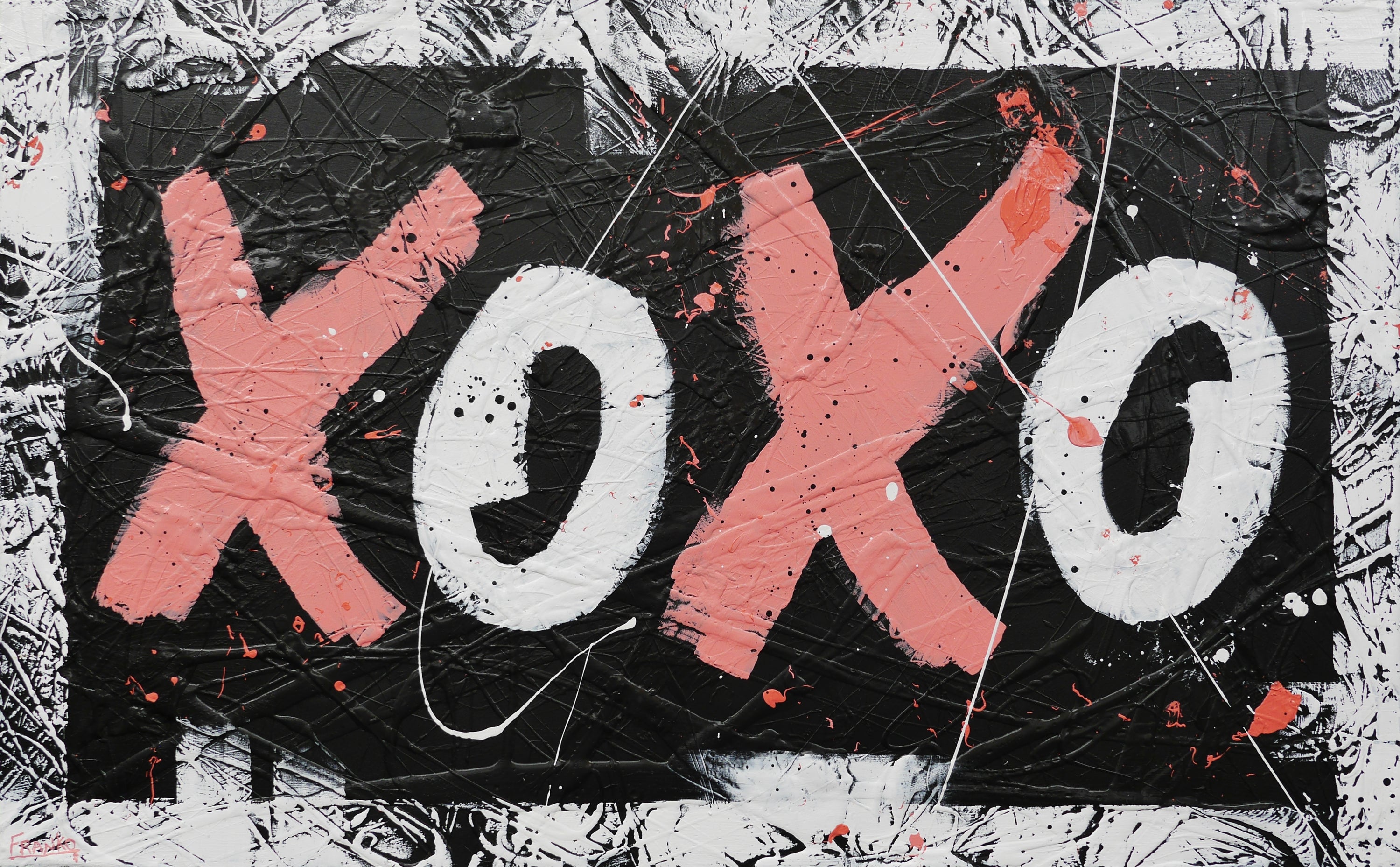 XO Free Love 160cm x 100cm Hugs and Kisses Textured Pop Art Painting (SOLD)-Urban Pop Art-[Franko ]-[Gallery]-[popular]-[Australia]-Franklin Art Studio