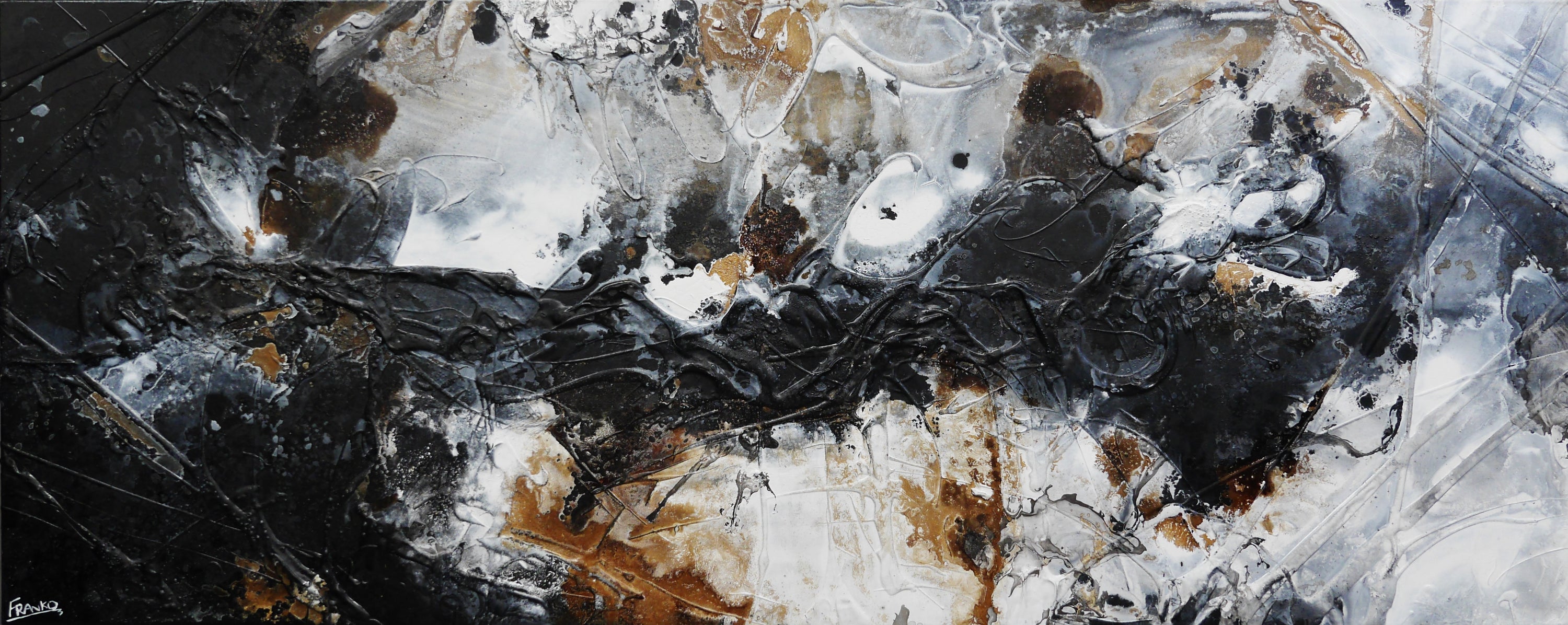 Charcoal and Ice 200cm x 80cm Textured Abstract Painting (SOLD)