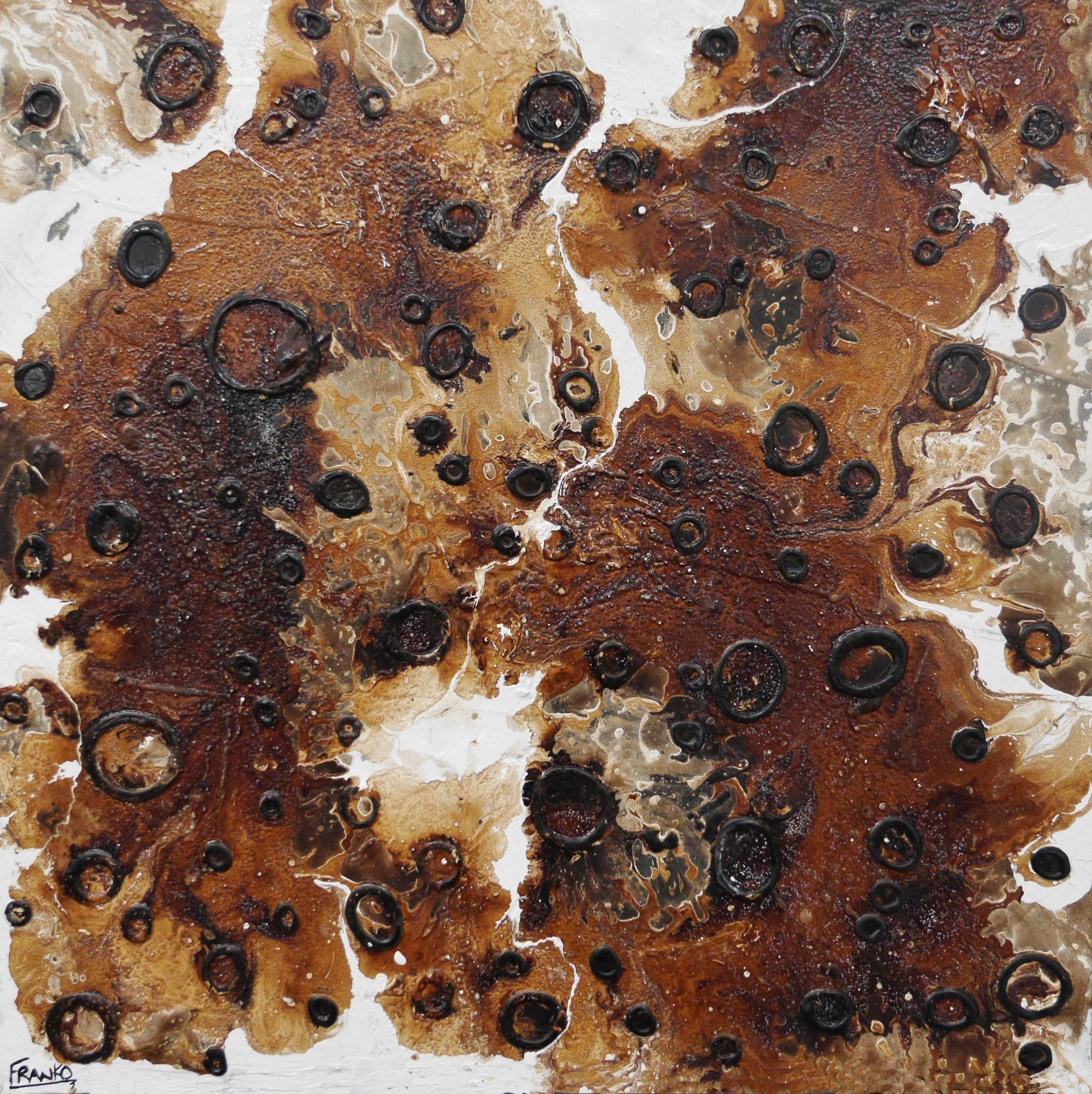 Popcorn Honey 100cm x 100cm Rusts Honey Textured Abstract Painting