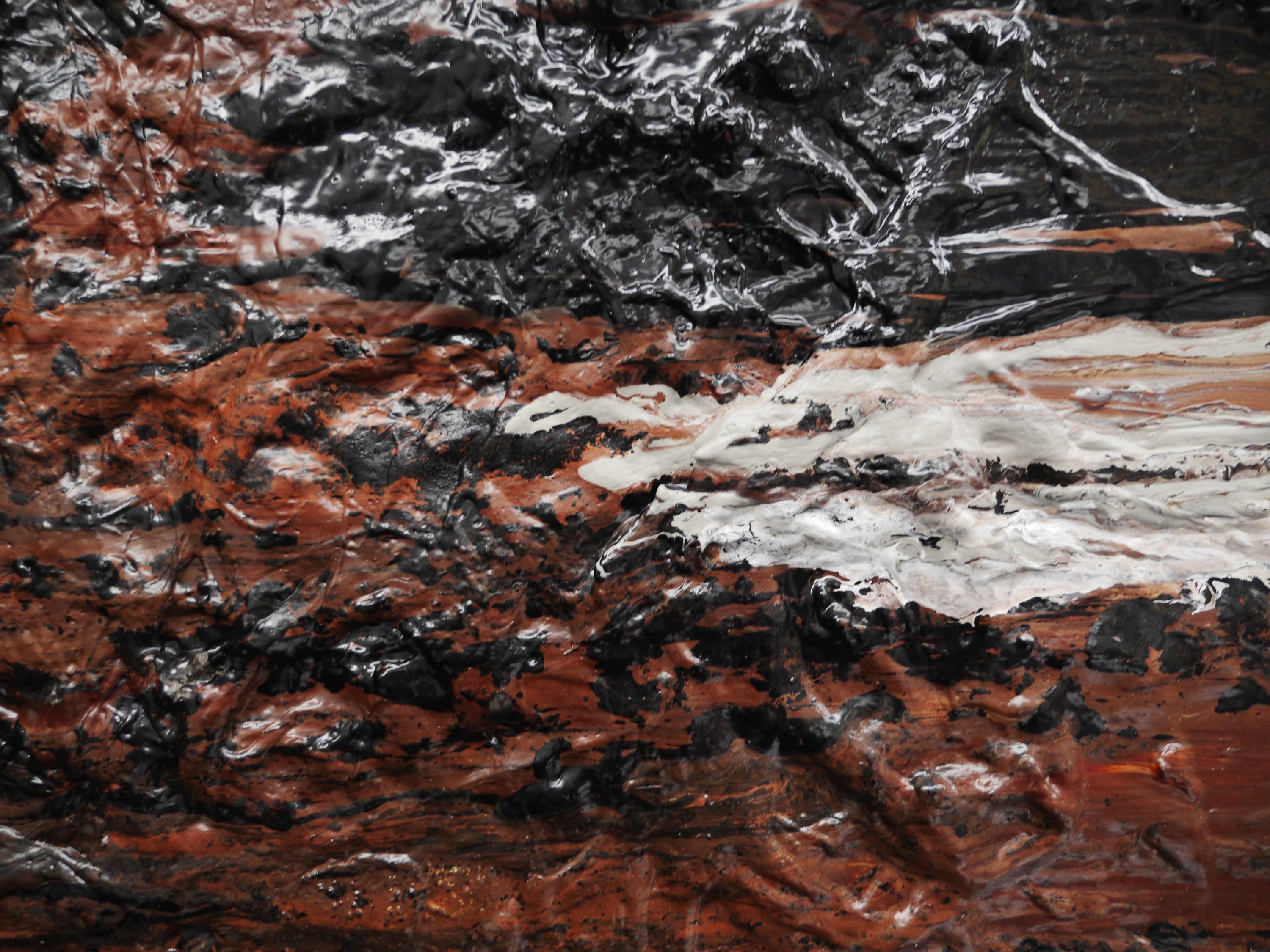 Perfectly Tuned 200cm x 80cm Brown White Black Rust Grey Textured Abstract Painting (SOLD)