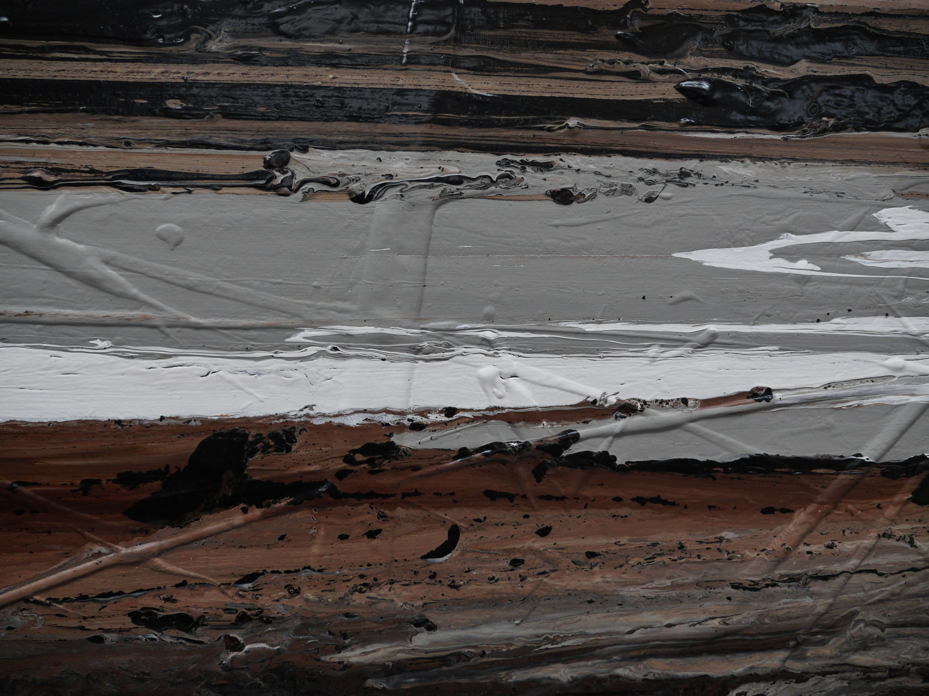 Perfectly Tuned 200cm x 80cm Brown White Black Rust Grey Textured Abstract Painting (SOLD)