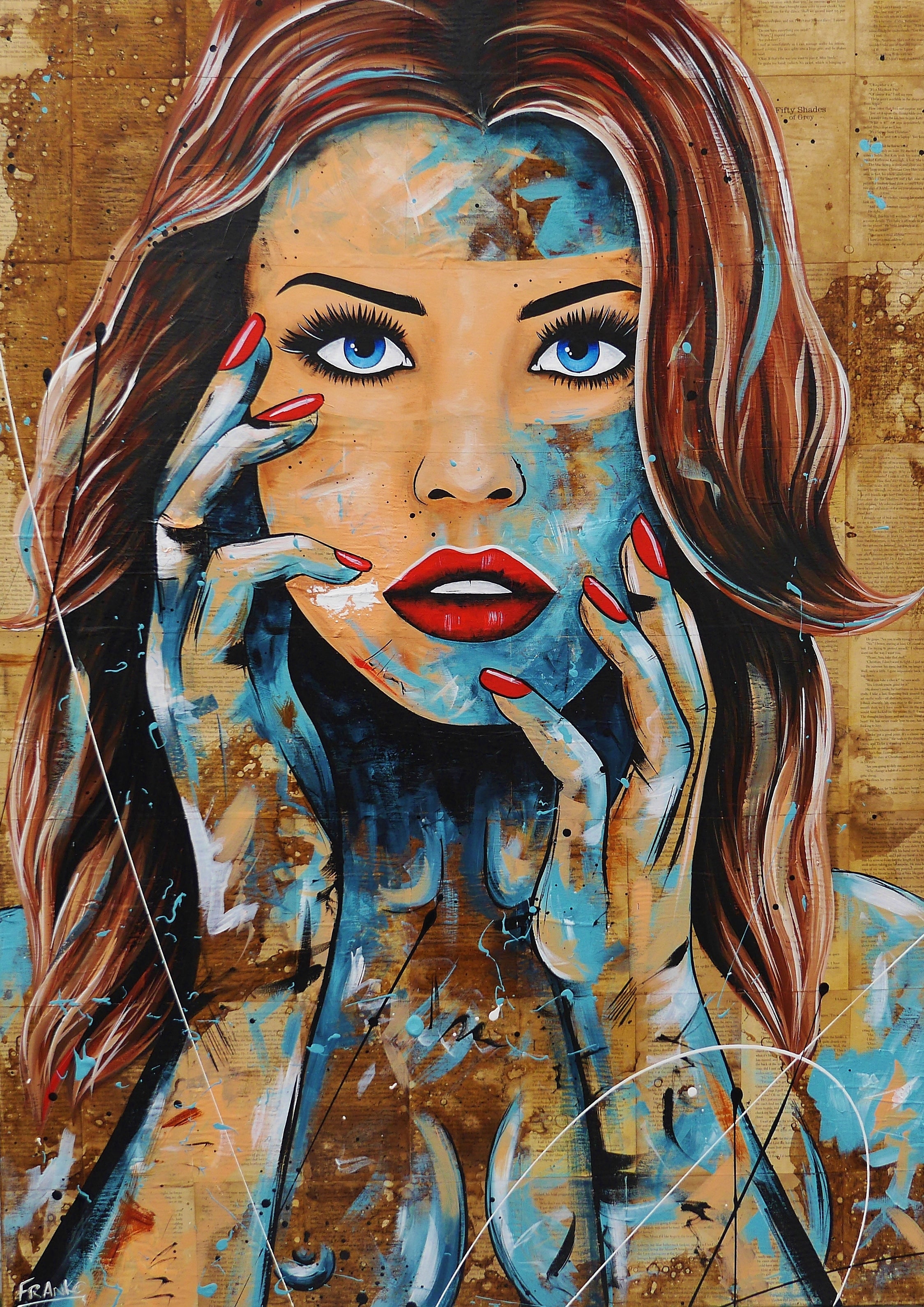 Crave 140cm x 100cm Sexy Woman Abstract Realism Book Club Painting-book club-[Franko]-[Australian Artist]-[Large]-[Popular]-Franklin Art Studio