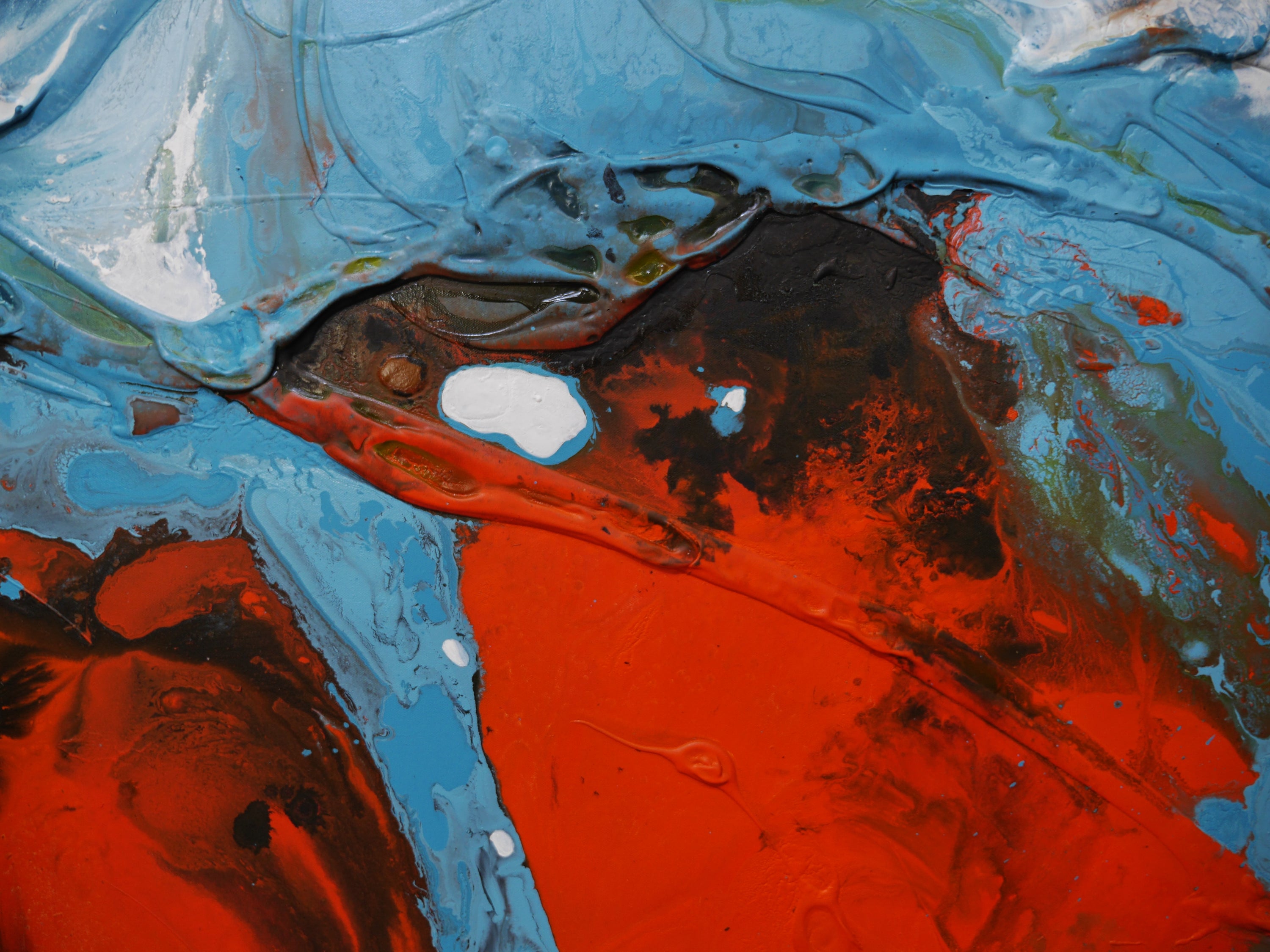 Tangerine Reign 240cm x 100cm Orange Blue Textured Abstract Painting (SOLD)