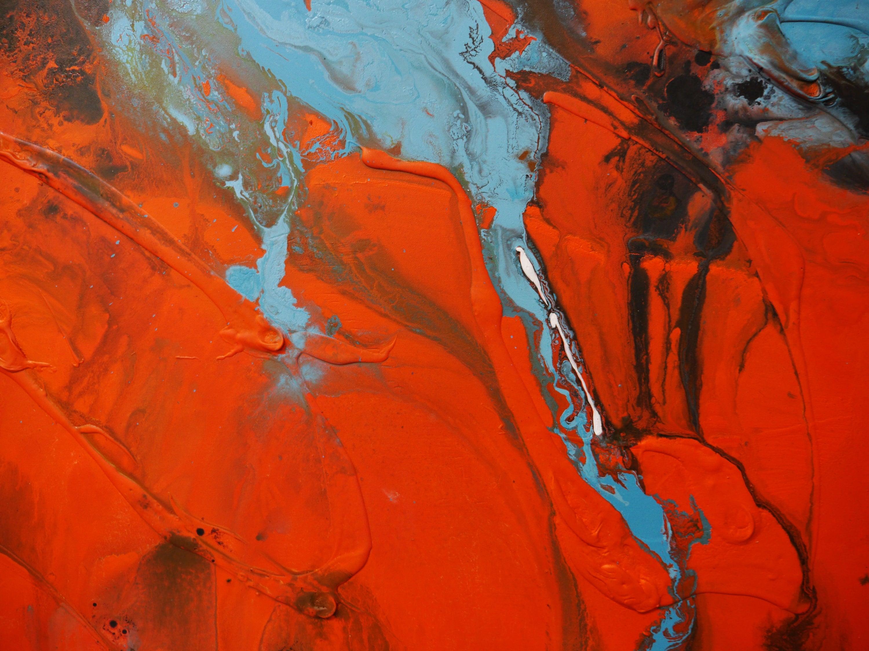 Tangerine Reign 240cm x 100cm Orange Blue Textured Abstract Painting (SOLD)