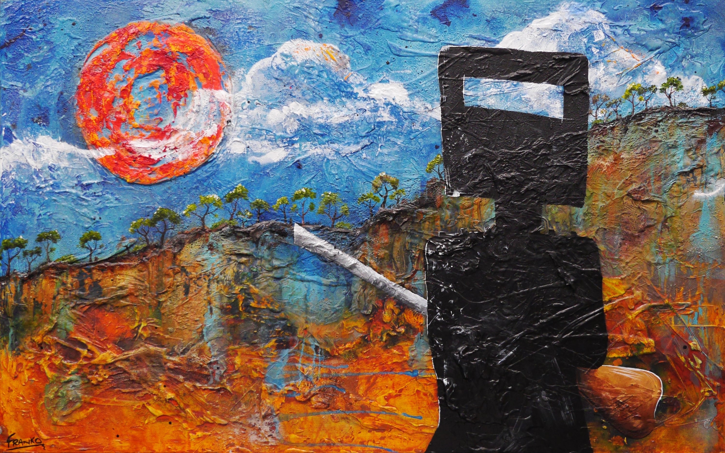 I'd rather be Ned 160cm x 100cm Ned Kelly Abstract Realism Textured Painting (SOLD)-people-[Franko ]-[Gallery]-[popular]-[Australia]-Franklin Art Studio