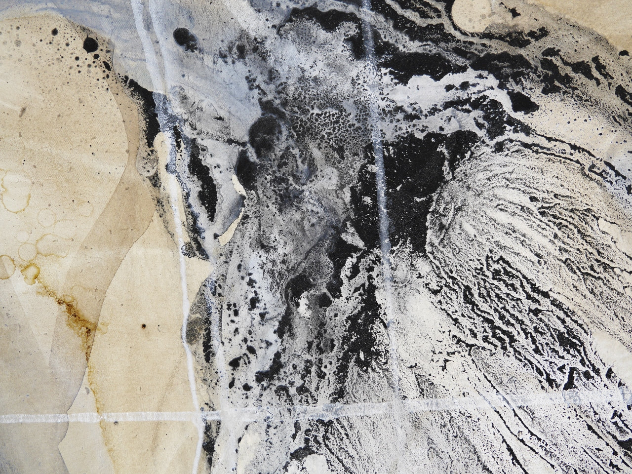 Refined 672 240cm x 100cm  Blue Rust Cream White Blended Abstract Painting (SOLD)