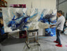 Near Midnight 295cm x 100cm Midnight Blue Malt Grey Textured Abstract Painting-Abstract-[Franko]-[Australian]-[Popular]-[Best Selling]-Franklin Art Studio