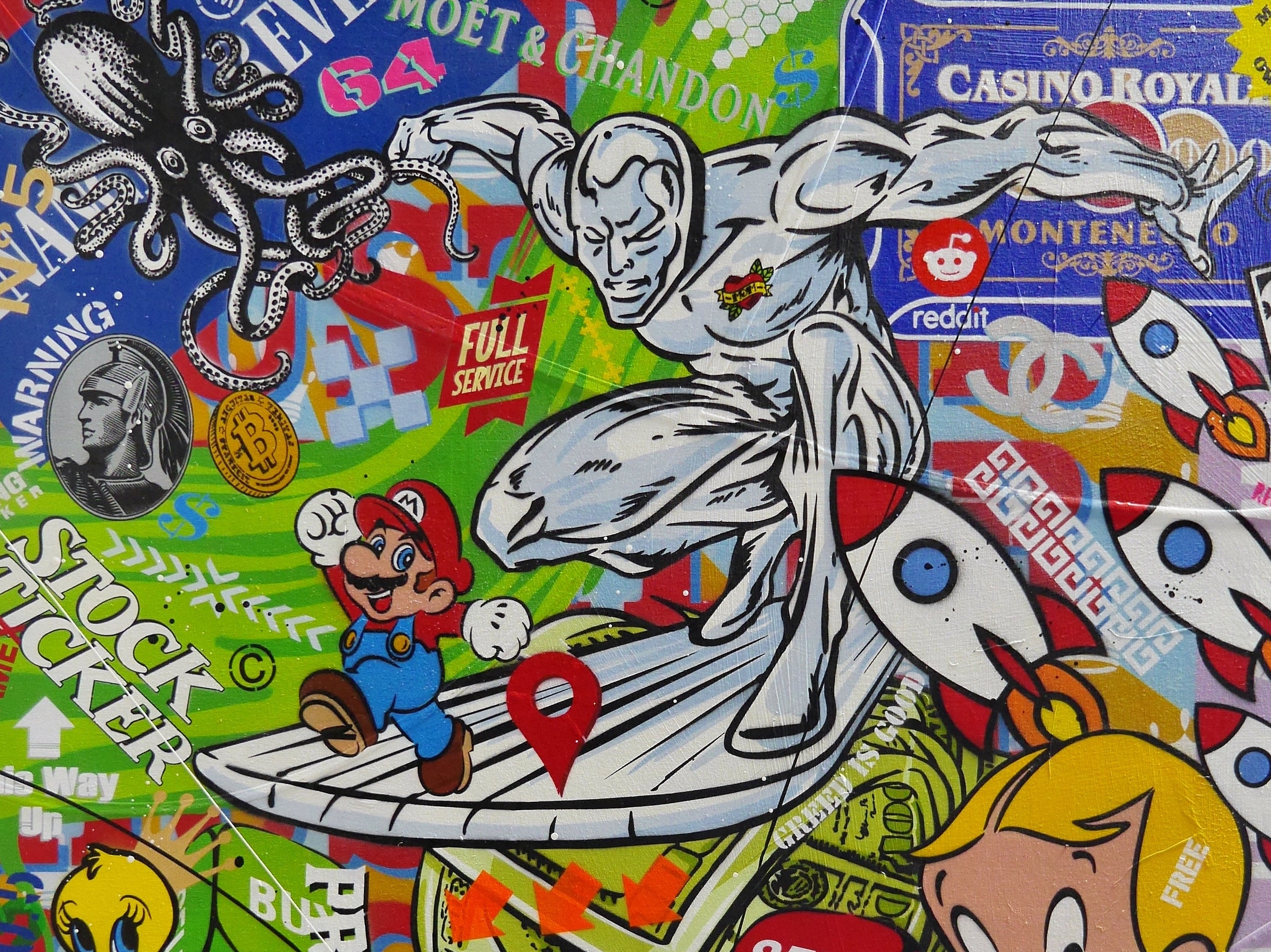 The Money Wave 120cm x 150cm Monopoly Man Textured Urban Pop Art Painting