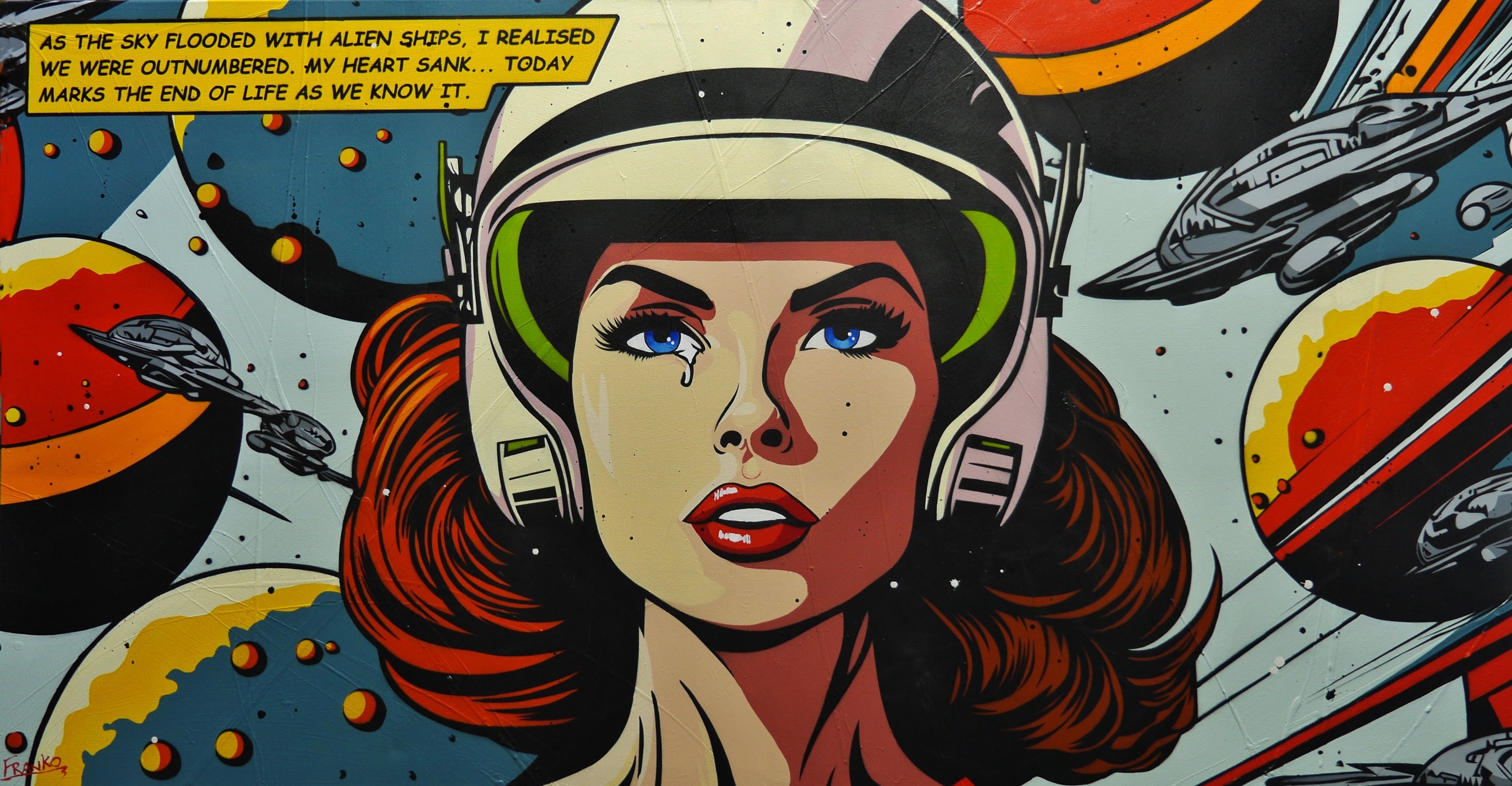 Life as we know it ... 190cm x 100cm Classic Pop Art Space Painting-Urban Pop Art-[Franko]-[Australian Artist]-[Large]-[Popular]-Franklin Art Studio