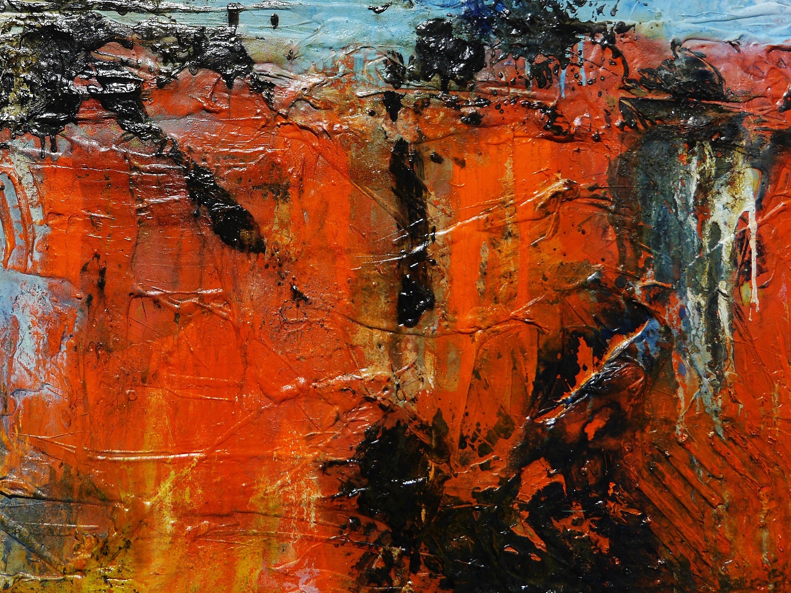 Orange Regatta 140cm x 100cm Orange Blue Textured Abstract Painting (SOLD)