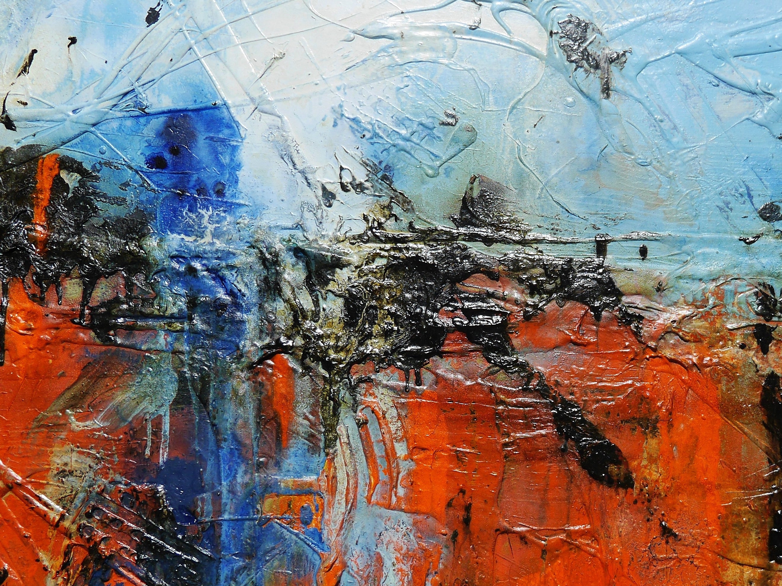 Orange Regatta 140cm x 100cm Orange Blue Textured Abstract Painting (SOLD)-Abstract-[Franko ]-[Gallery]-[popular]-[Australia]-Franklin Art Studio