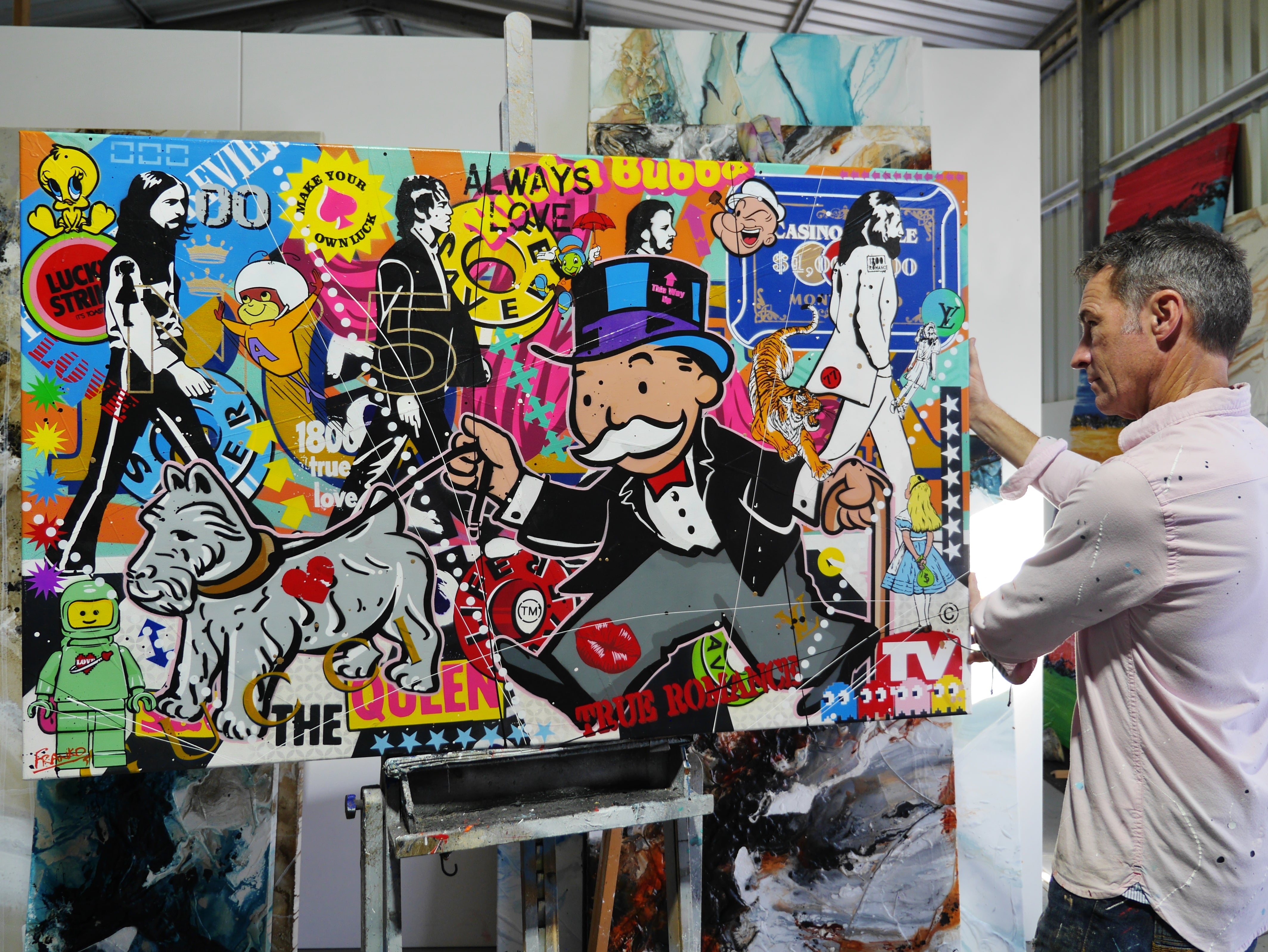 Abbey Road Days 160cm x 100cm Monopoly Man Textured Urban Pop Art