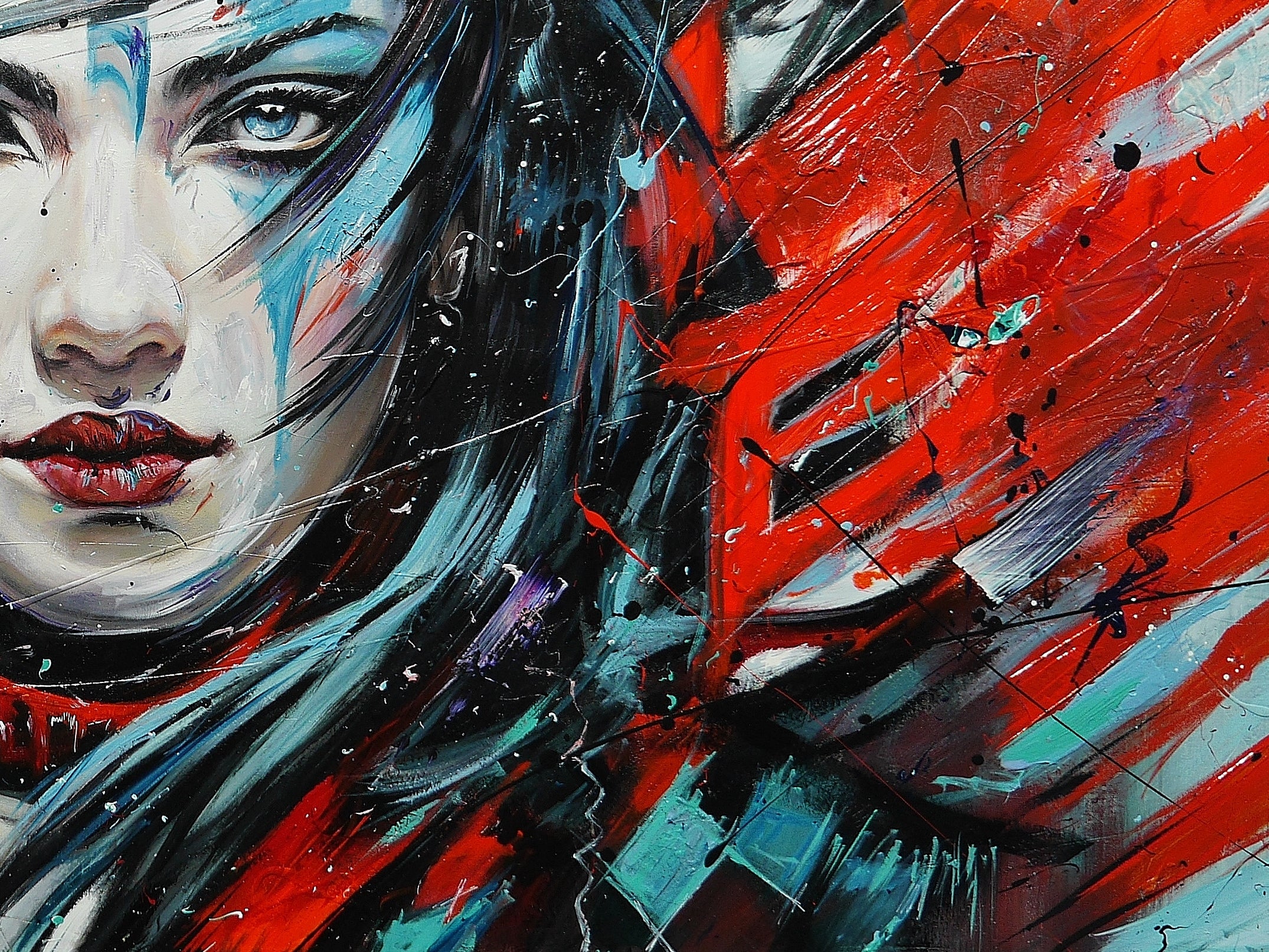 Mahou (Sourcery) 190cm x 100cm Brave and Beautiful Abstract Realism Textured Framed Painting (SOLD)