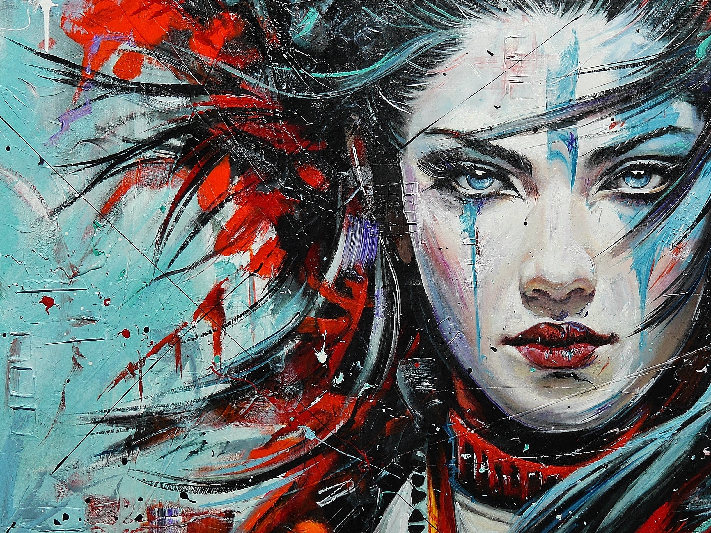 Mahou (Sourcery) 190cm x 100cm Brave and Beautiful Abstract Realism Textured Framed Painting (SOLD)