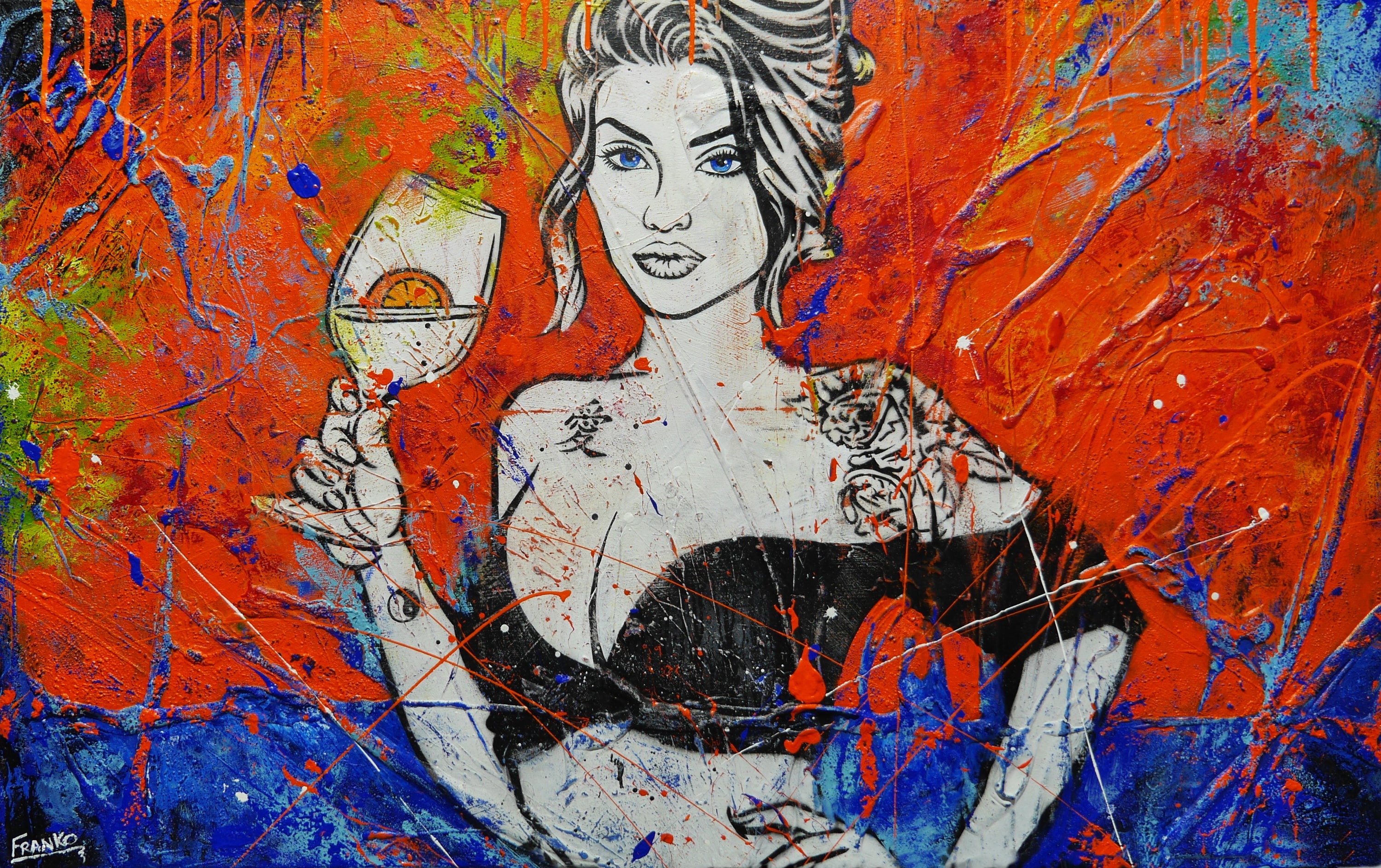 Sangria 160cm x 100cm Sexy Textured Street Art Painting-Urban Pop Art-[Franko]-[Australian Artist]-[Large]-[Popular]-Franklin Art Studio