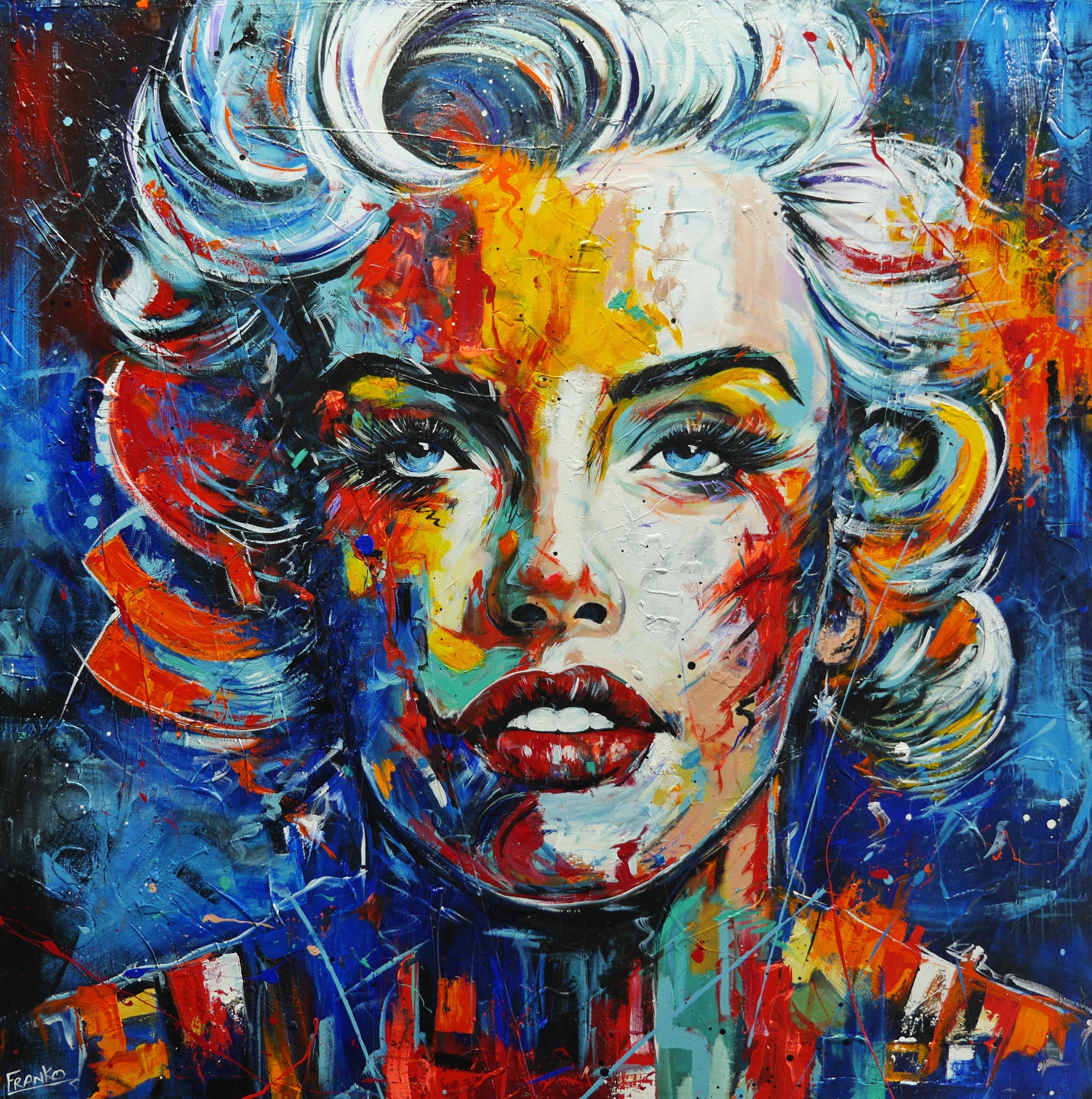 Wicked M 150cm x 150cm Marilyn Munroe Textured Abstract Realism Painting-abstract realism-[Franko]-[Australian Artist]-[Large]-[Popular]-Franklin Art Studio