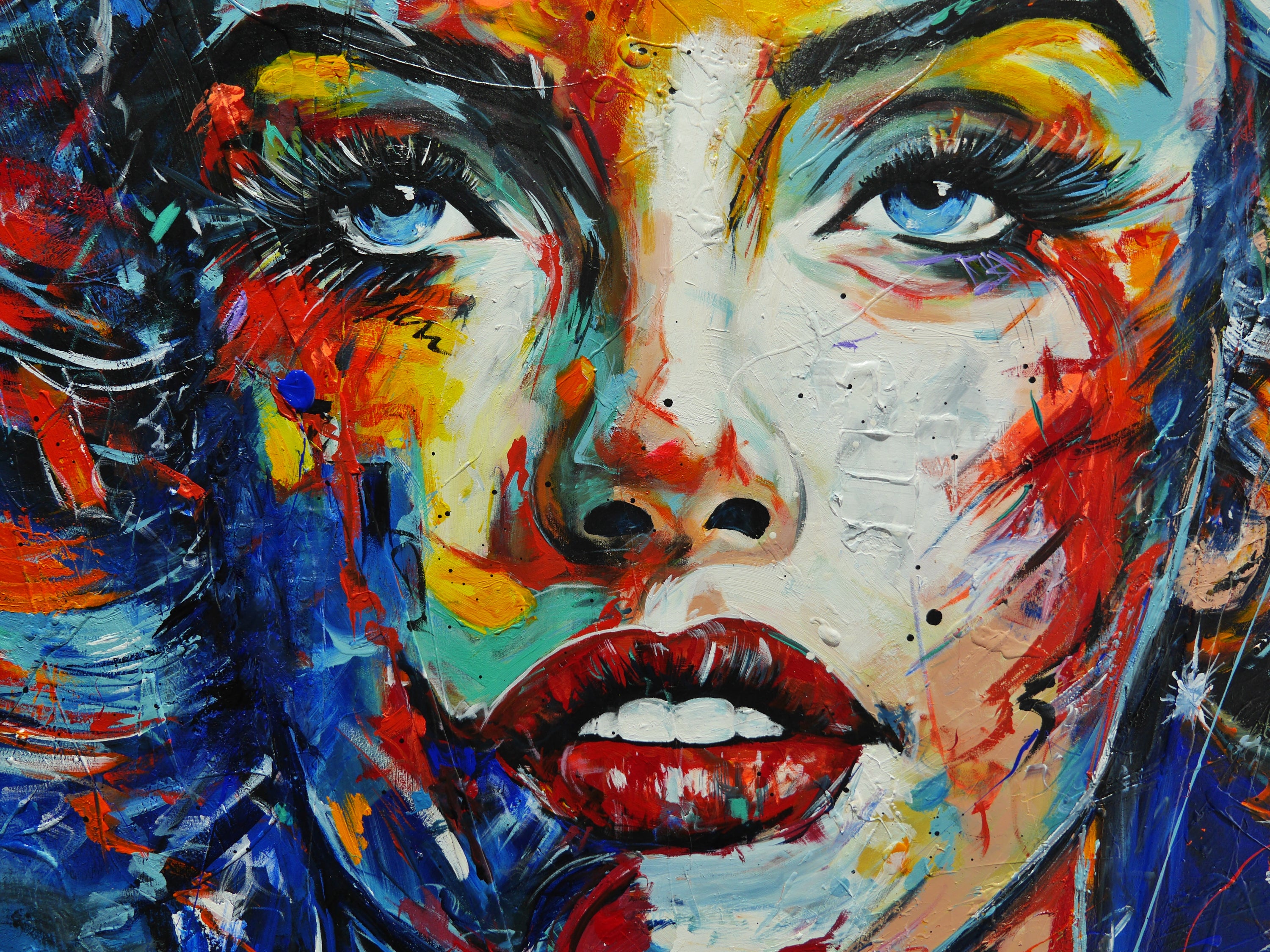 Wicked M 150cm x 150cm Marilyn Monroe Textured Abstract Realism Painting (SOLD)
