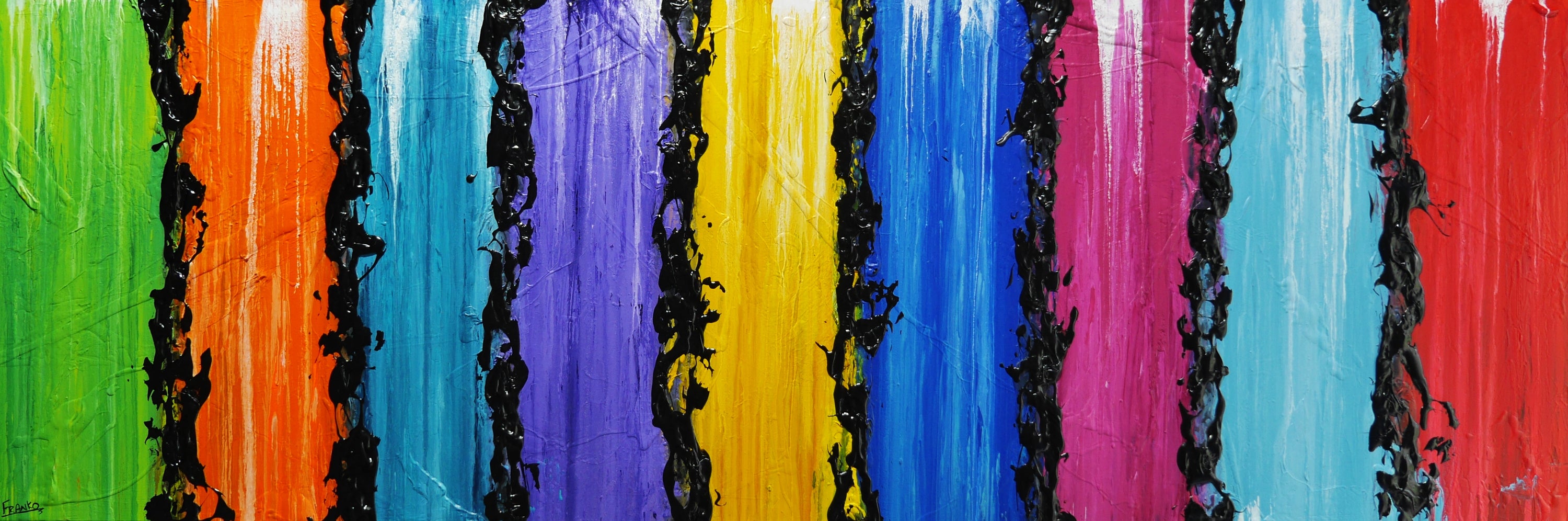 Colour Risque 295cm x 100cm Colourful Textured Abstract Painting-Abstract-[Franko]-[Australian Artist]-[Large]-[Popular]-Franklin Art Studio