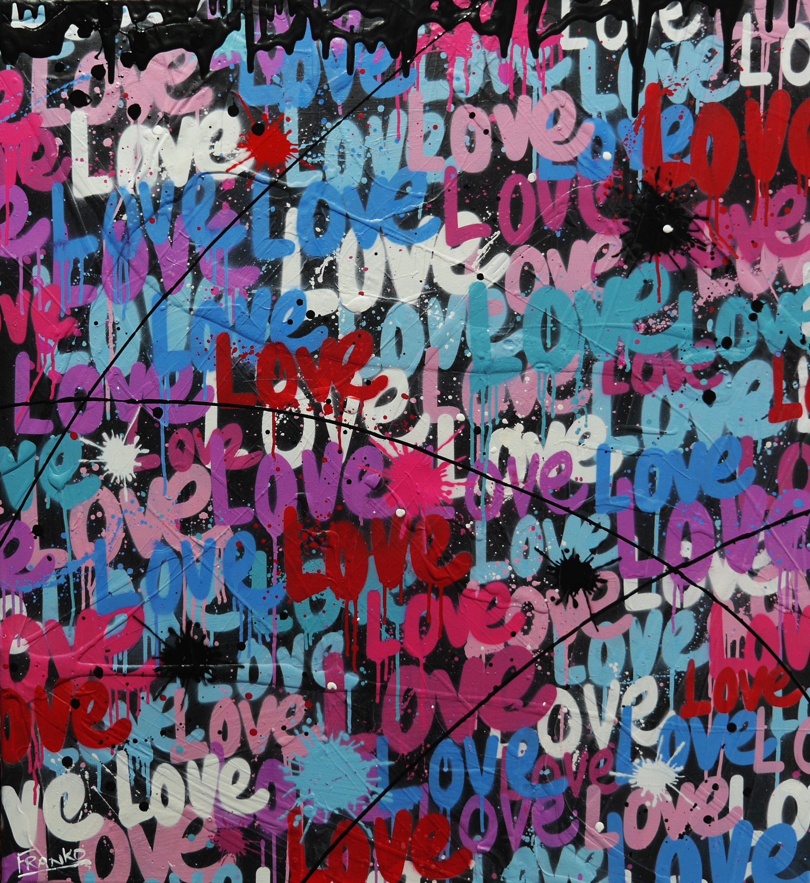 Loving 92cm x 100cm Textured Urban Pop Art Painting-Urban Pop Art-[Franko]-[Australian Artist]-[Large]-[Popular]-Franklin Art Studio